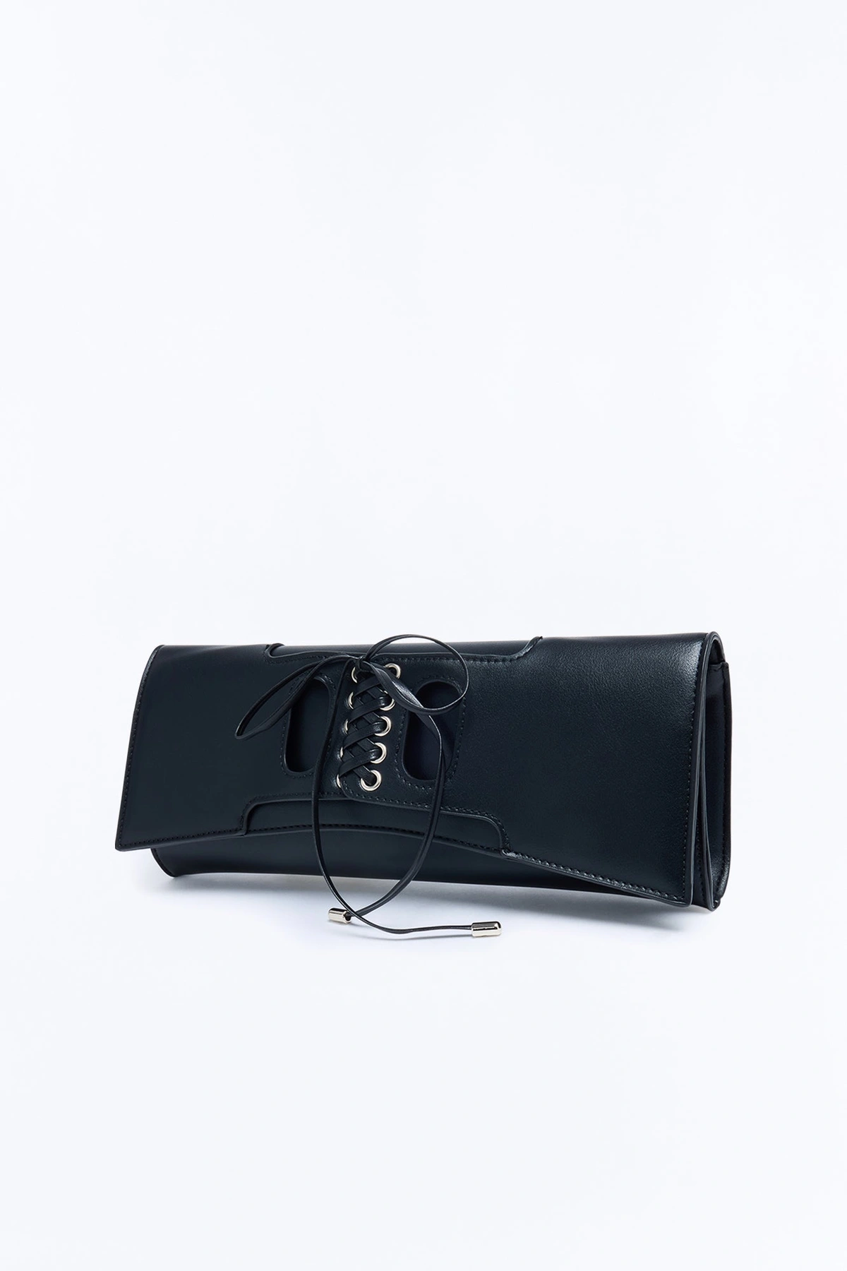 Knotty Little Thing Faux Leather Clutch Handbag - Black — Preto