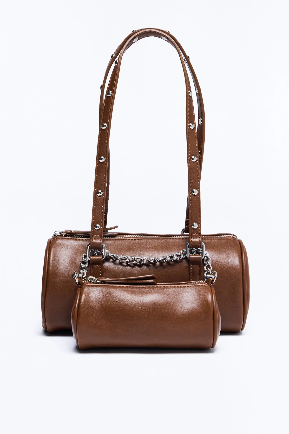 Plus One Faux Leather 2 Piece Shoulder Handbag Set - Brown — Castanho