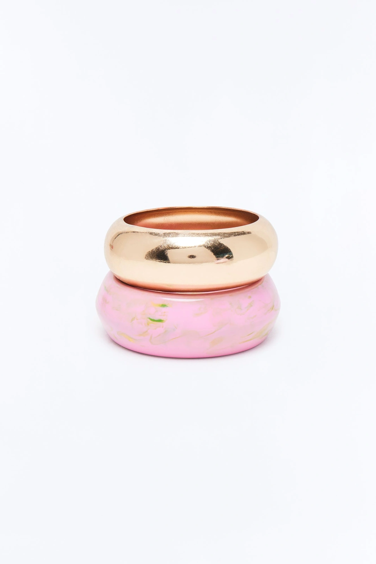 Vacation Time 2 Piece Bracelet Set - Gold/Pink — Dourado/Rosa
