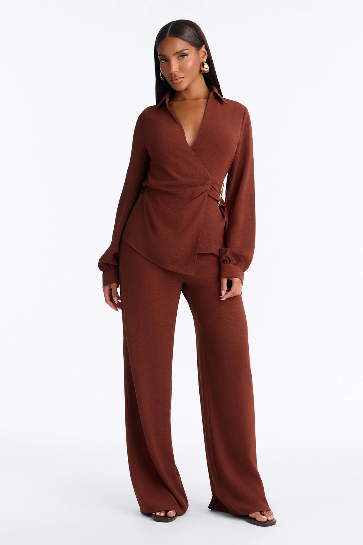 Paulina Airflow Buckle Pant Set - Rust — Ferrugem