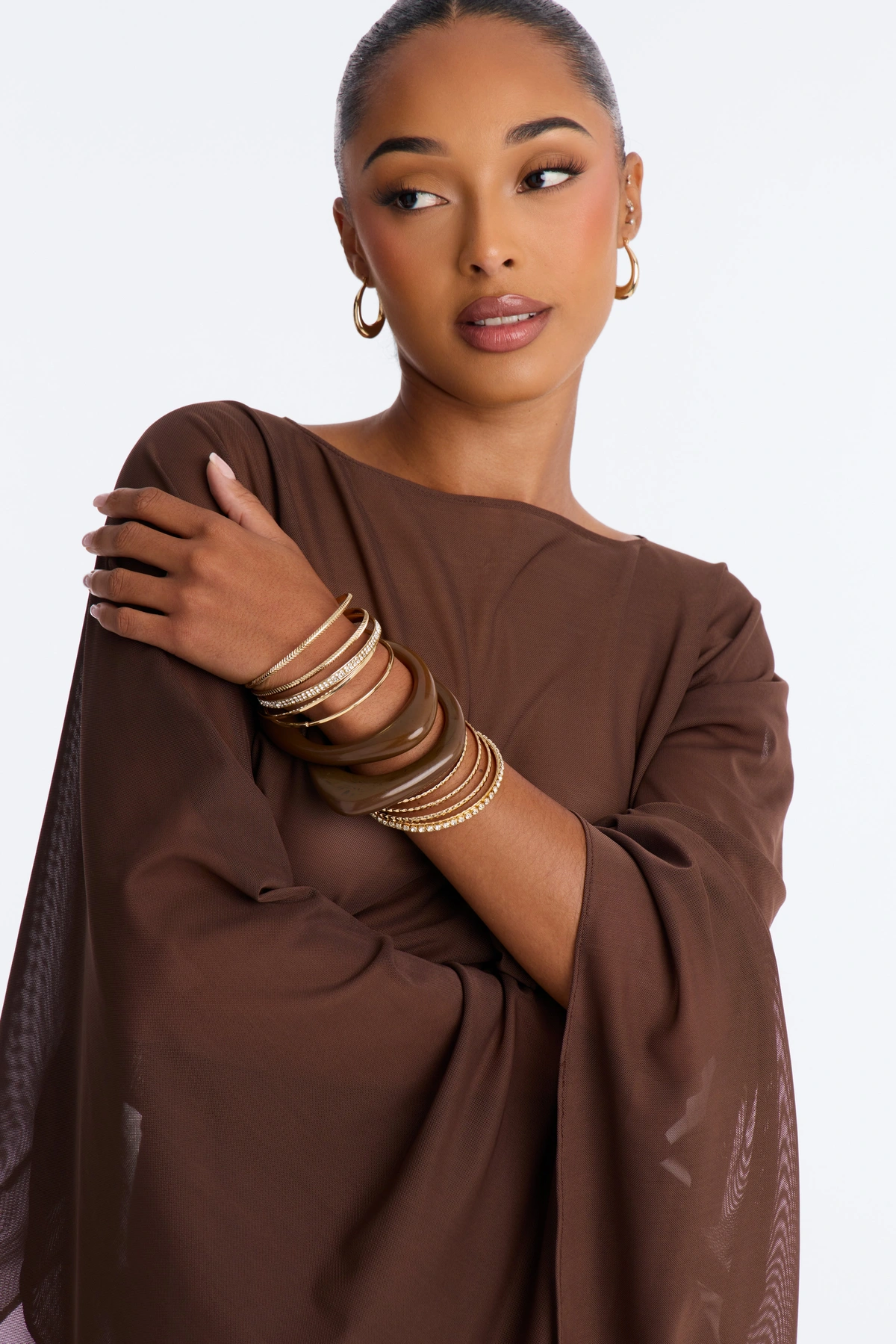 Keep On Falling Bracelet Set - Gold/Brown — Dourado/Castanho