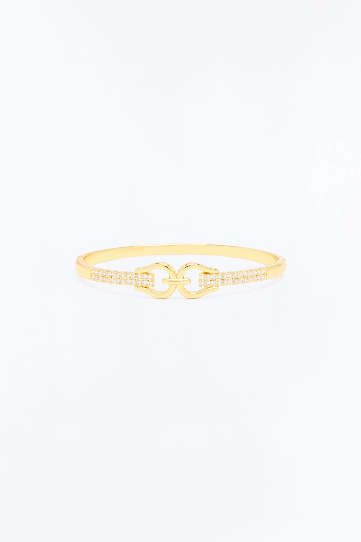 Cubic Zirconia Infinite Bangle - Gold — Dourado