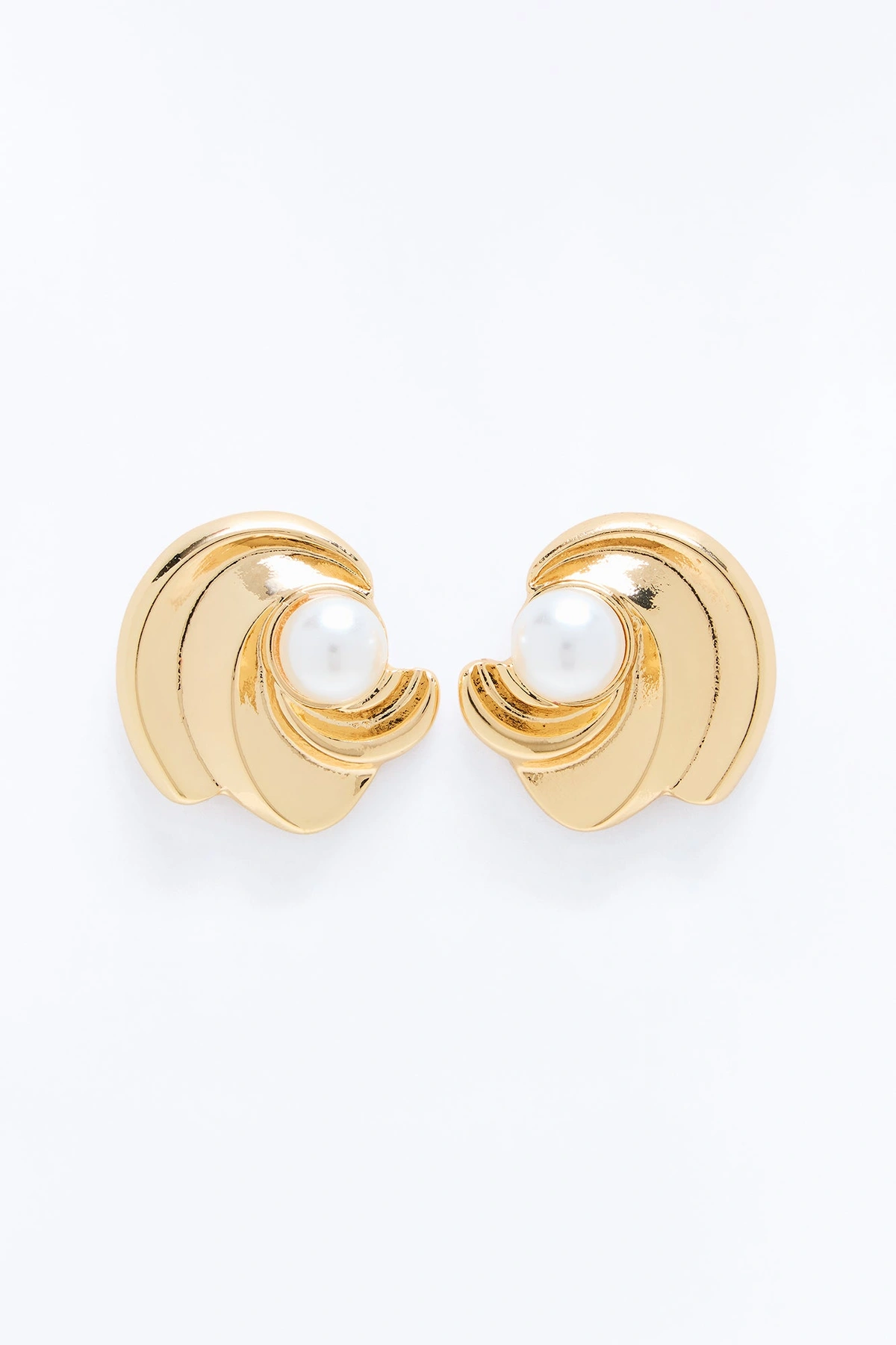 Caught Within Stud Earrings - Gold — Dourado