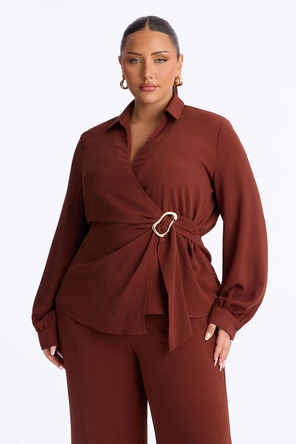 Paulina Airflow Buckle Pant Set - Rust — Ferrugem