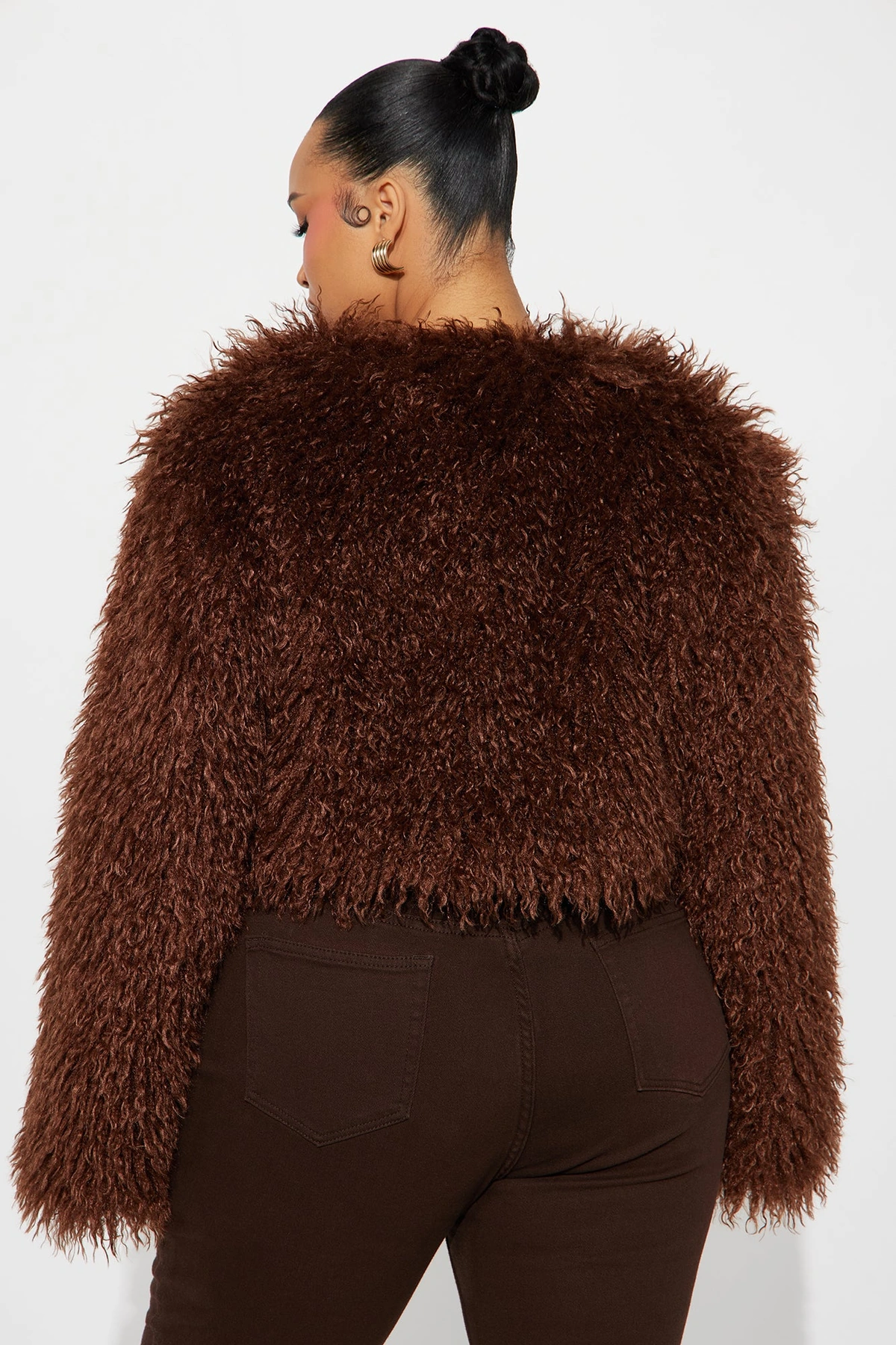 Sydney Faux Fur Coat - Brown — Castanho