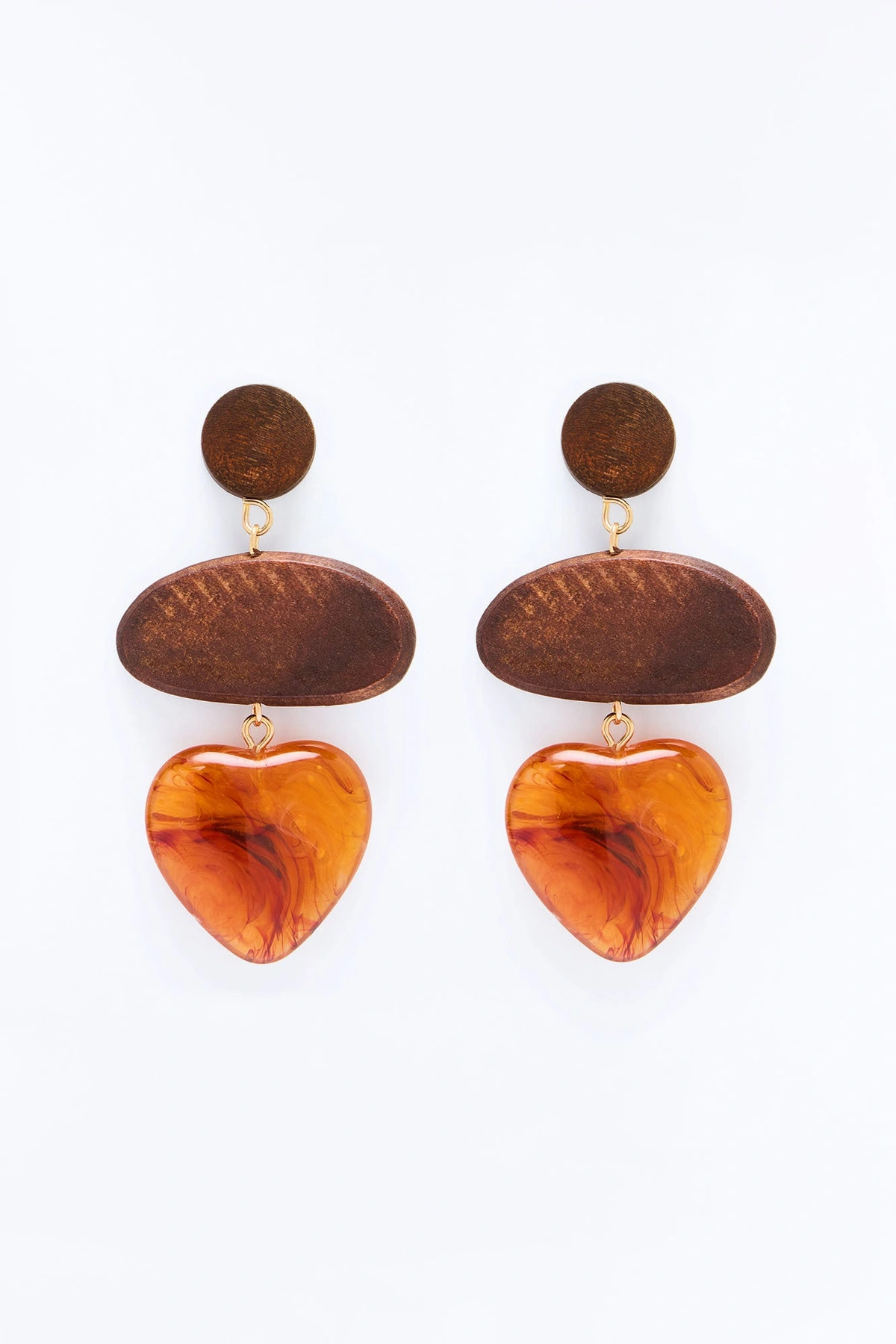 Rustic Love Earrings - Brown — Castanho