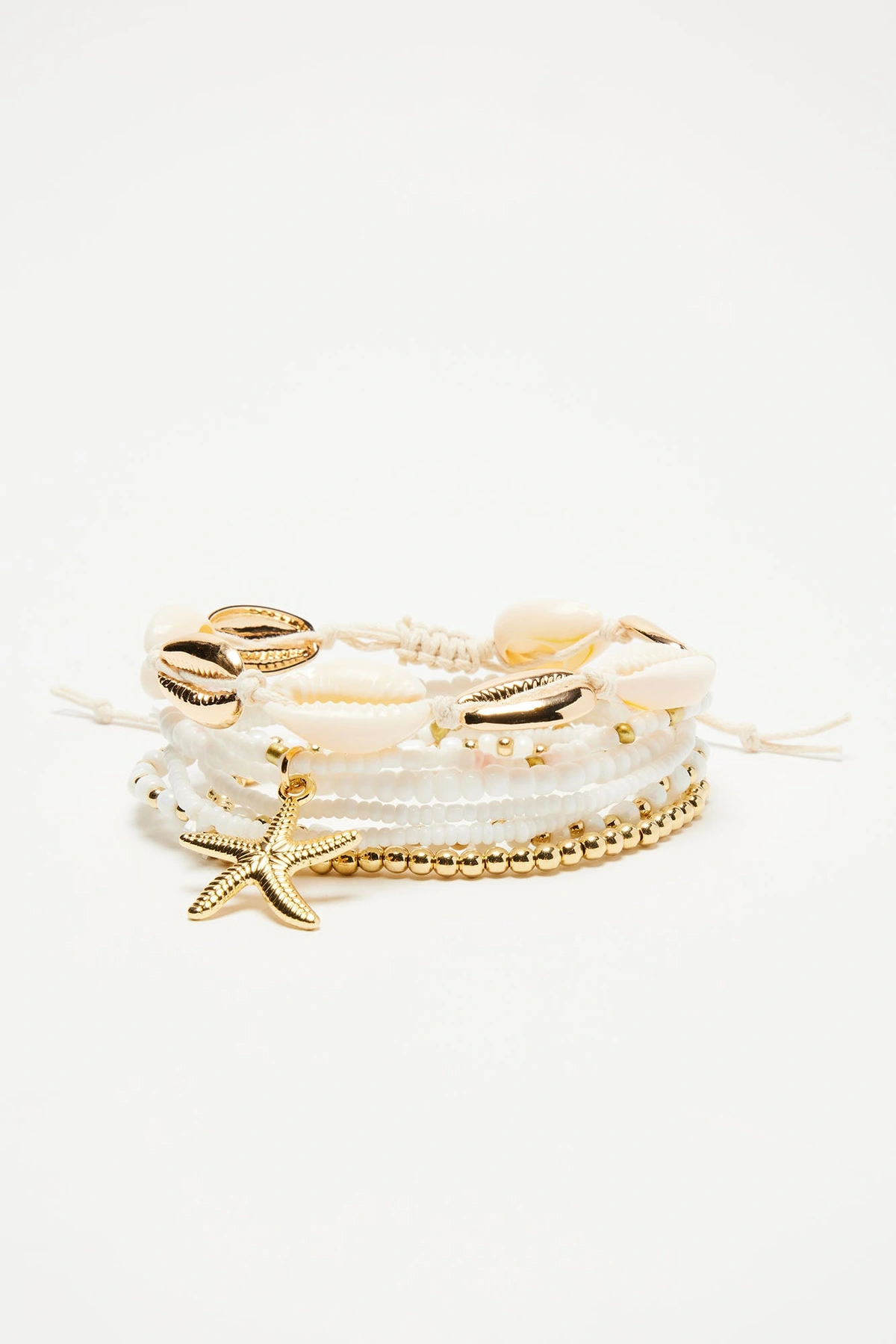 Beach Bar Special 7 Piece Bracelet Set - White/Gold — Branco/Dourado