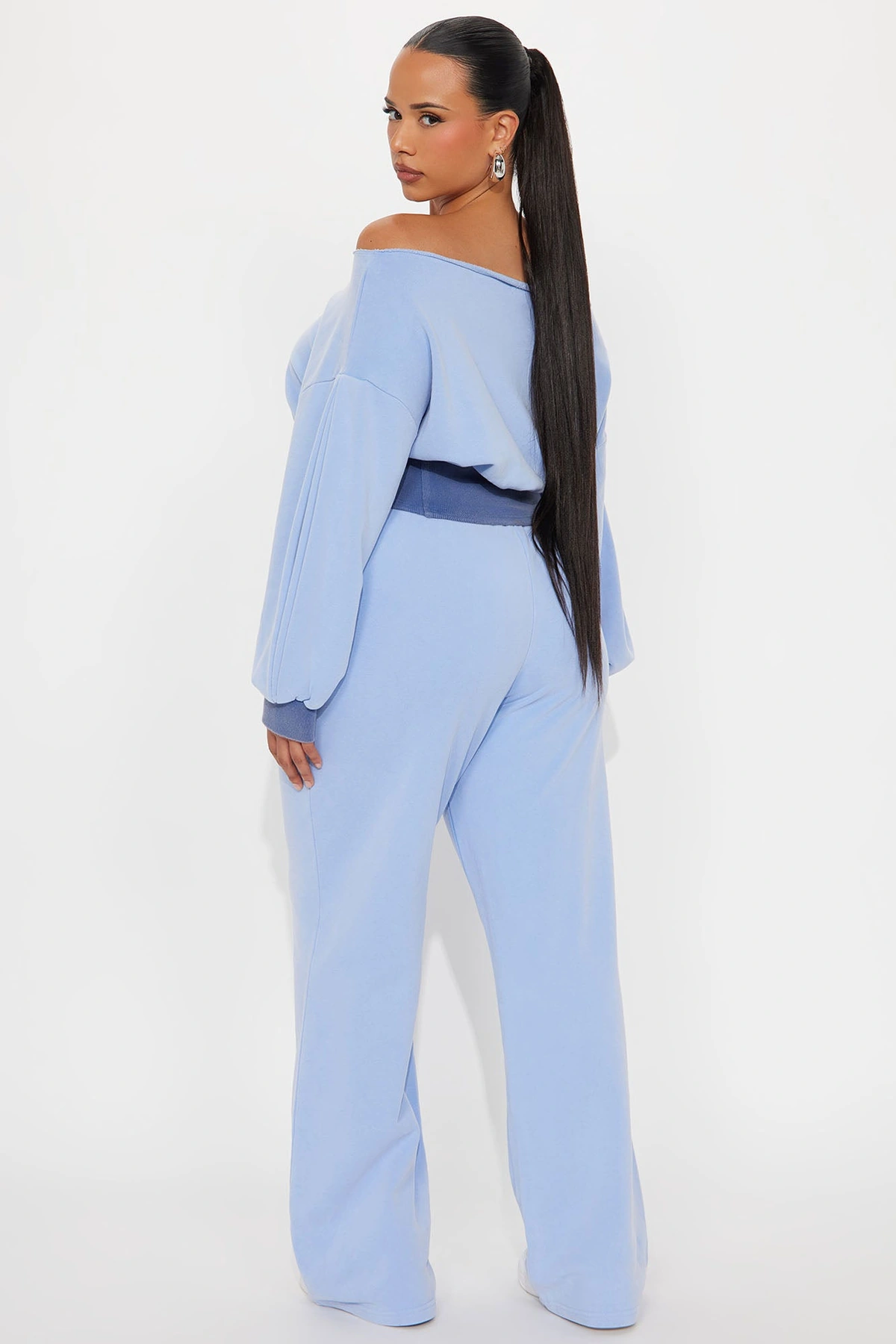 Come Find Me Washed Fleece Mix Pant Set - Periwinkle — Periwinkle