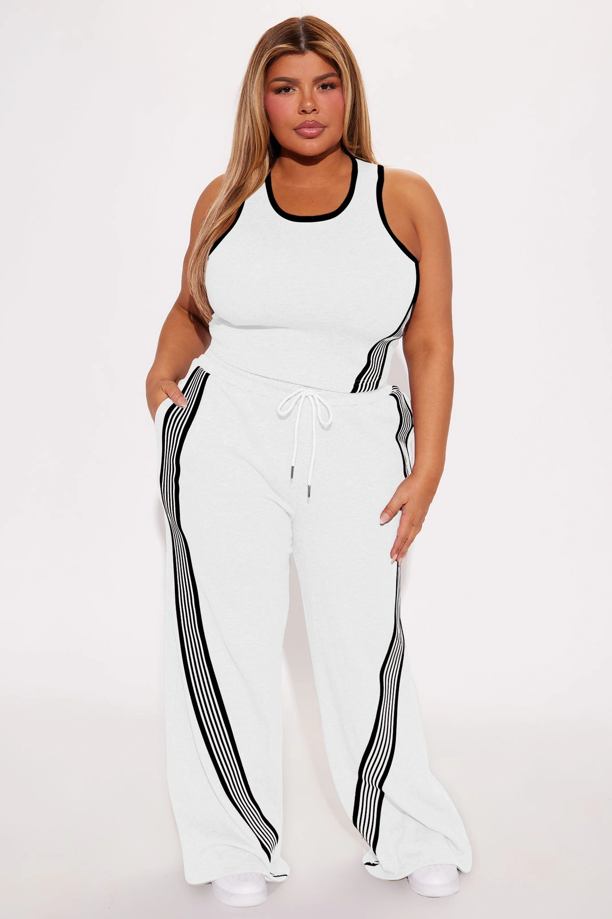 Varsity Babe Pant Set - White — Branco