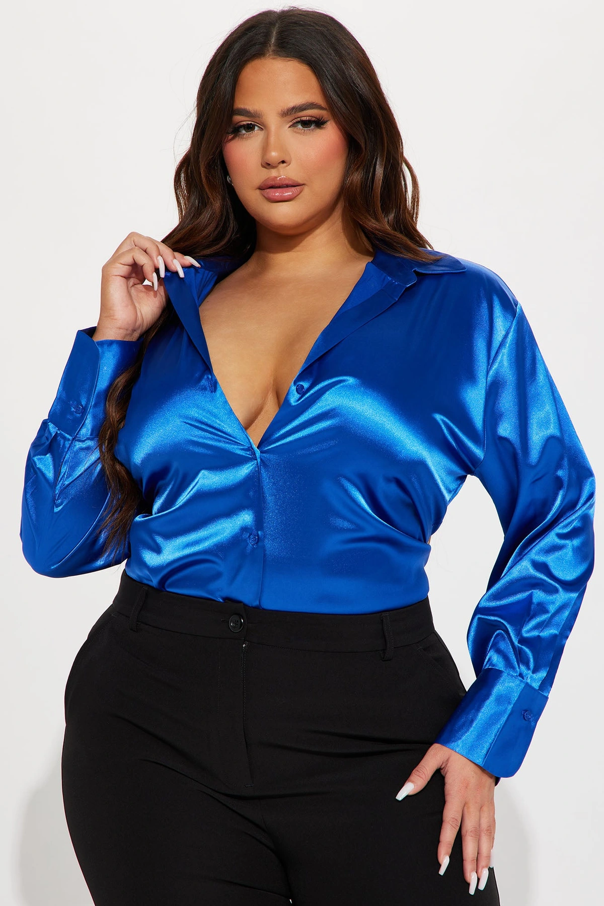 Closet Staple Satin Shirt - Royal — Royal