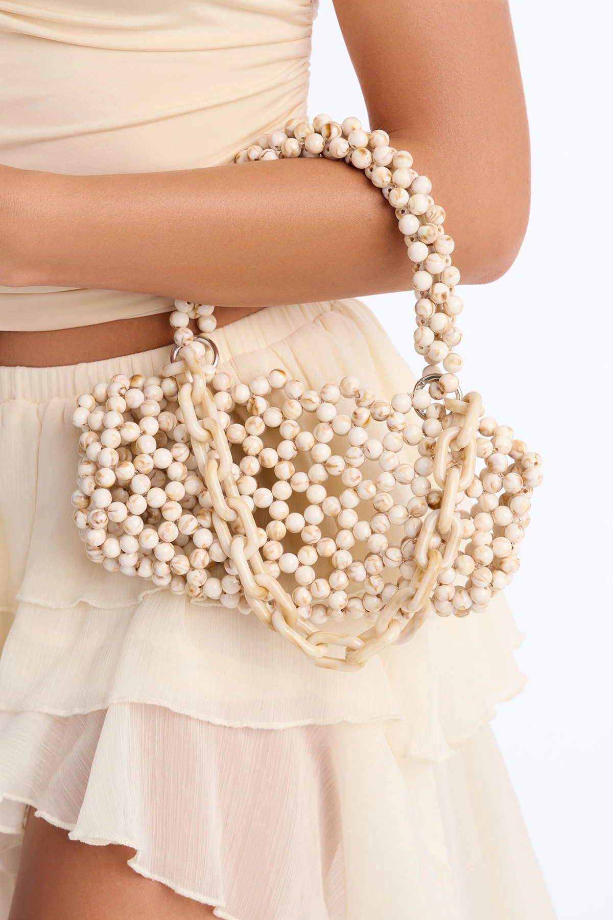 My Highest Bead Satchel Bag - Ivory/combo — Marfim/combinação