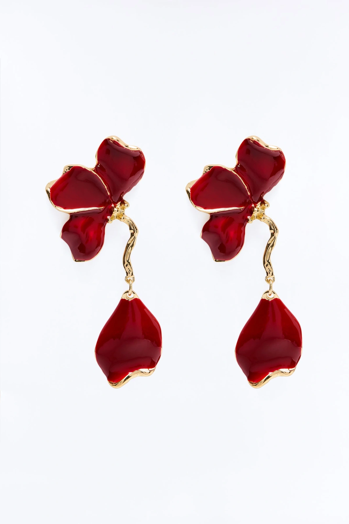 Falling Petal Love Earrings - Burgundy/combo — Bordô/combinação