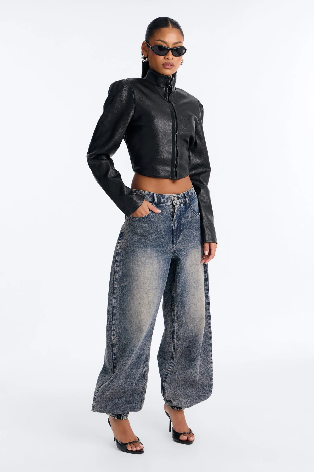 Run The City Denim Jogger Jeans - Vintage Wash — Ganga de lavagem envelhecida