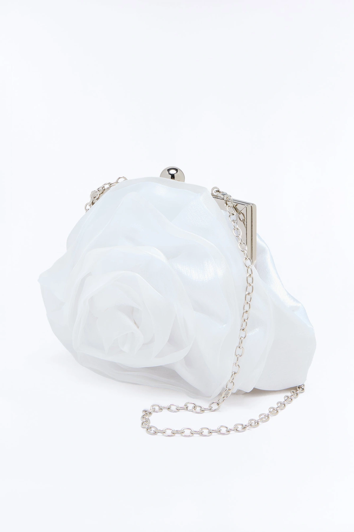 Flower Of Spring Satin Satchel Handbag - Ivory — Marfim