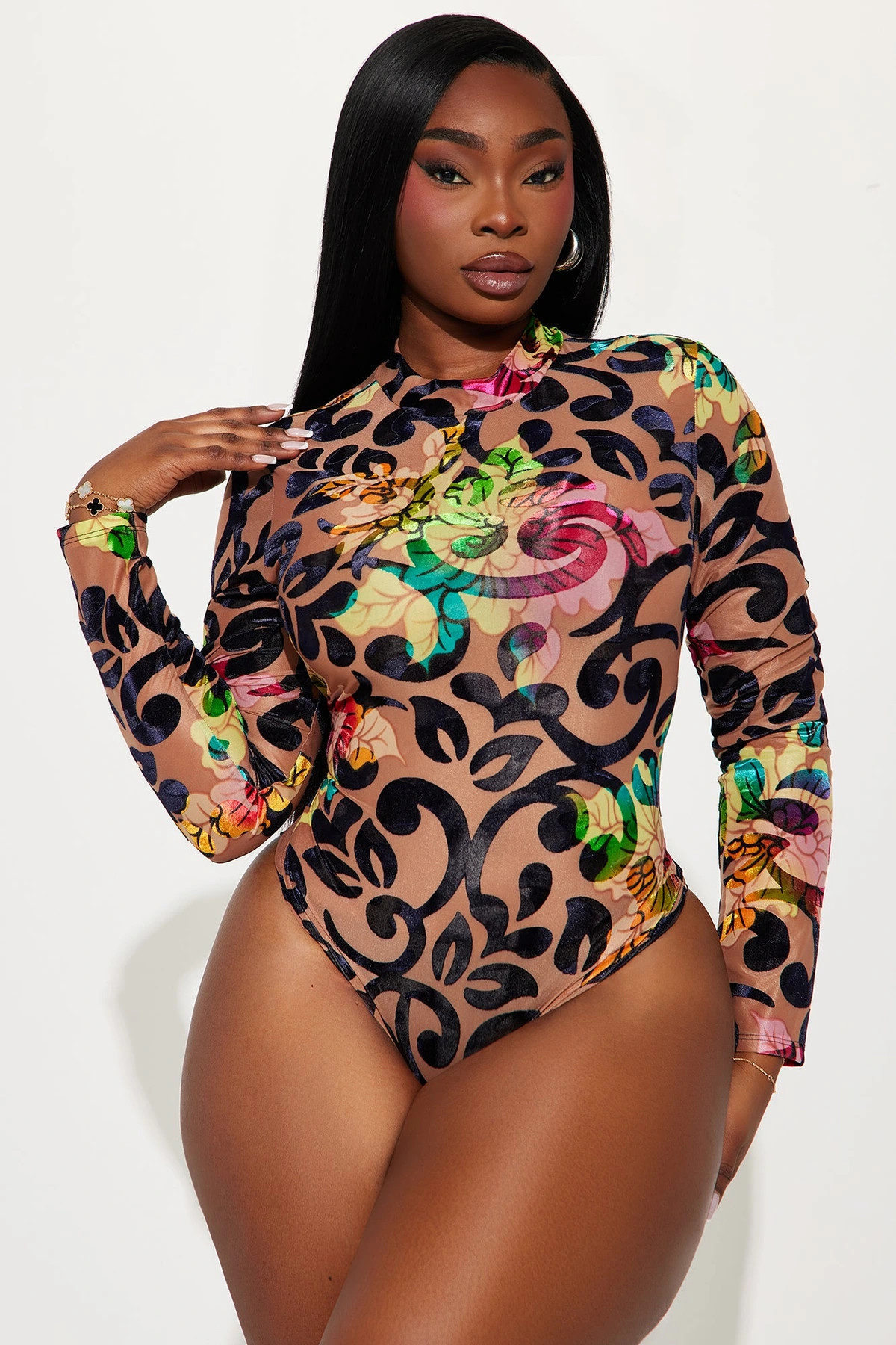Georgia Floral Bodysuit - Blue/combo — Azul/combinação