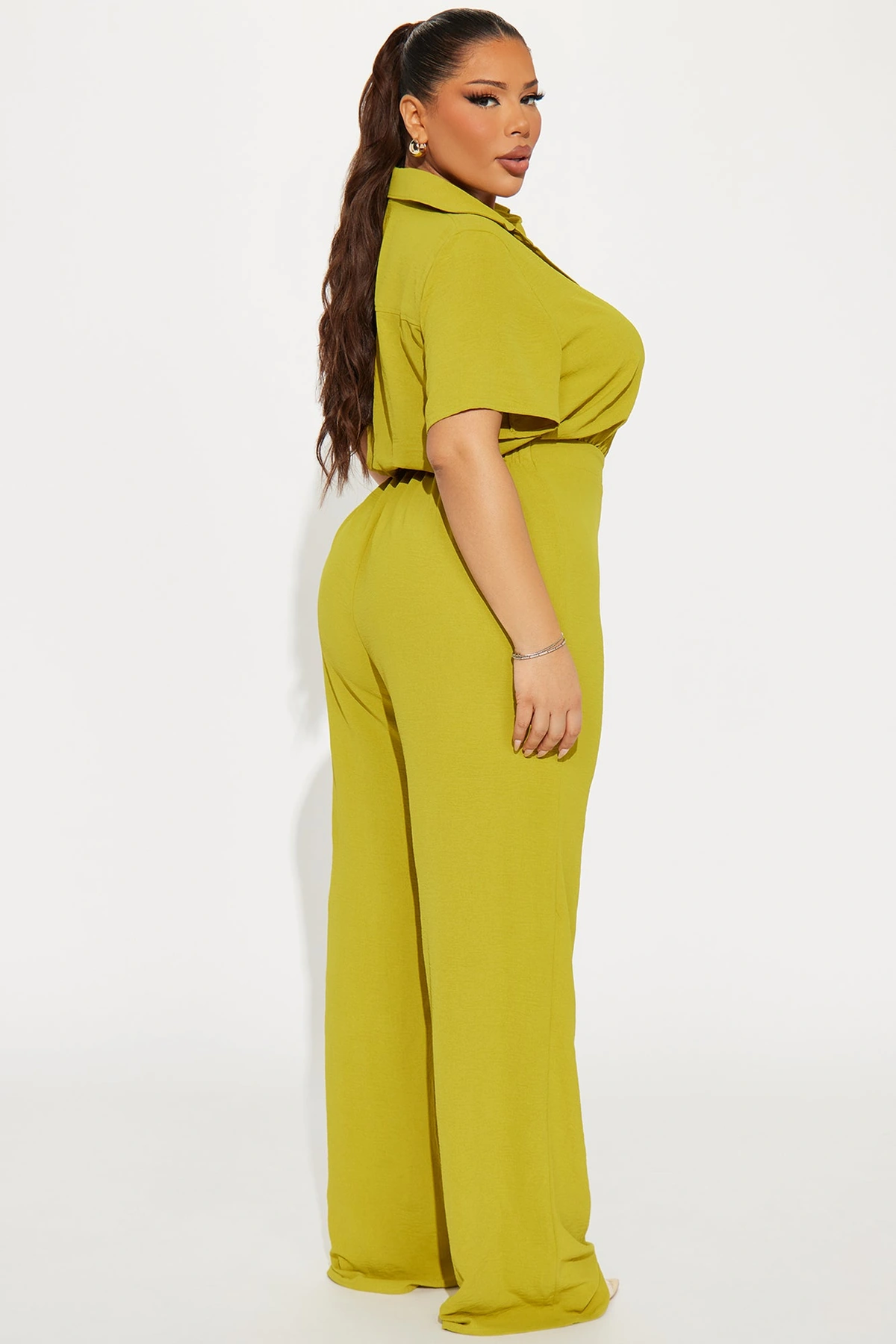 Makenzie Short Sleeve Jumpsuit - Chartreuse — Chartreuse