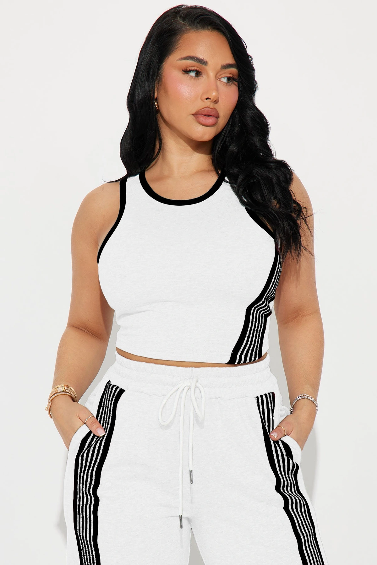Varsity Babe Pant Set - White — Branco