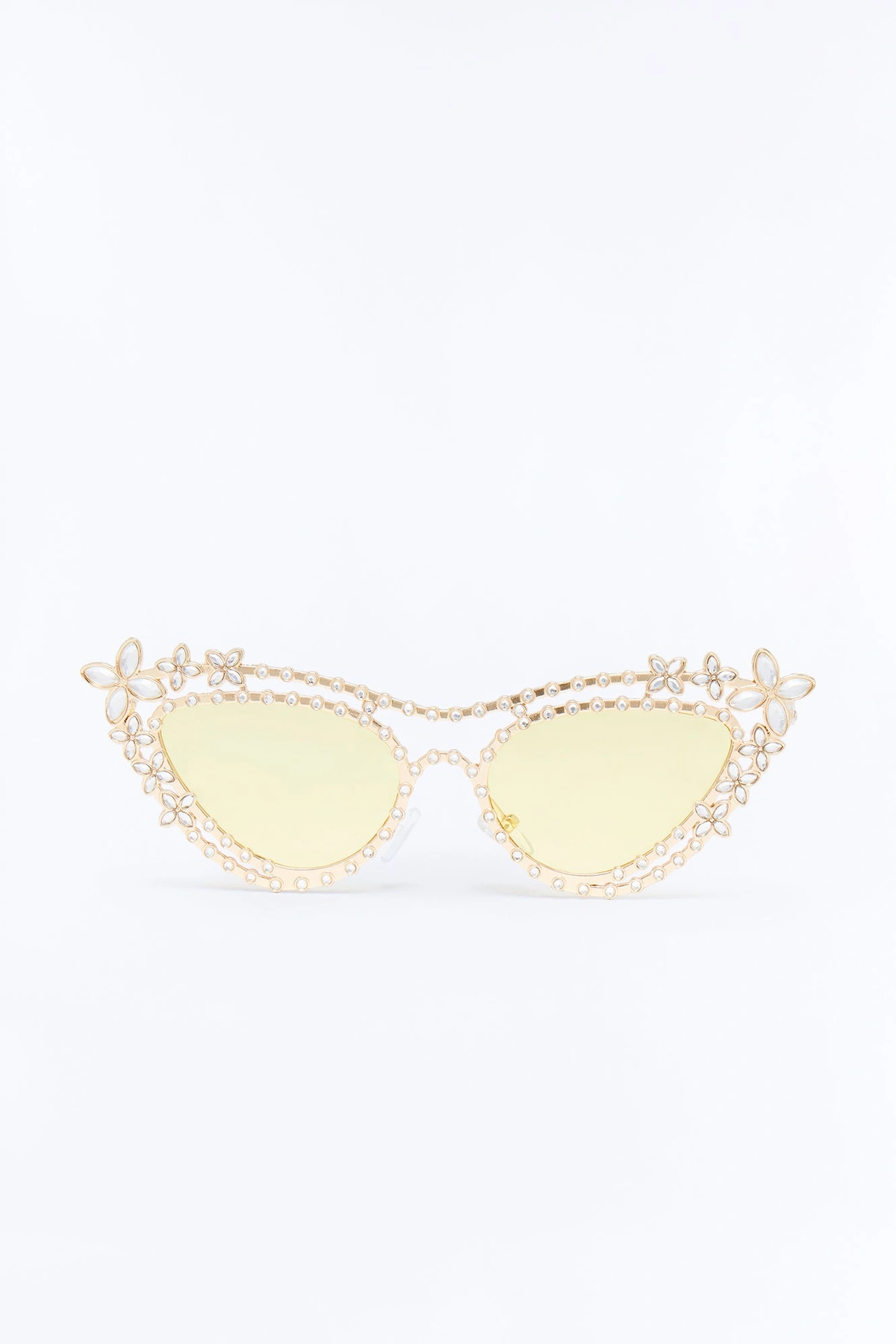 Poppy Rhinestone Sunglasses - Gold/Yellow — Dourado/Amarelo