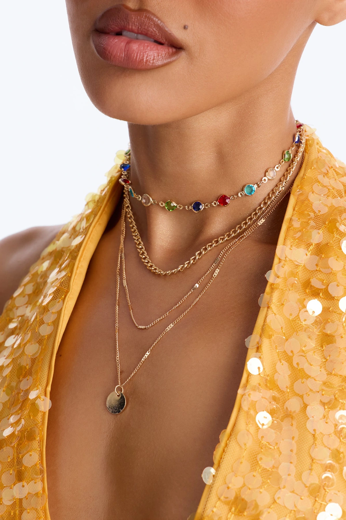 Pure Radiance Layered Neckalce - Gold/Multi — Dourado/Multicolor
