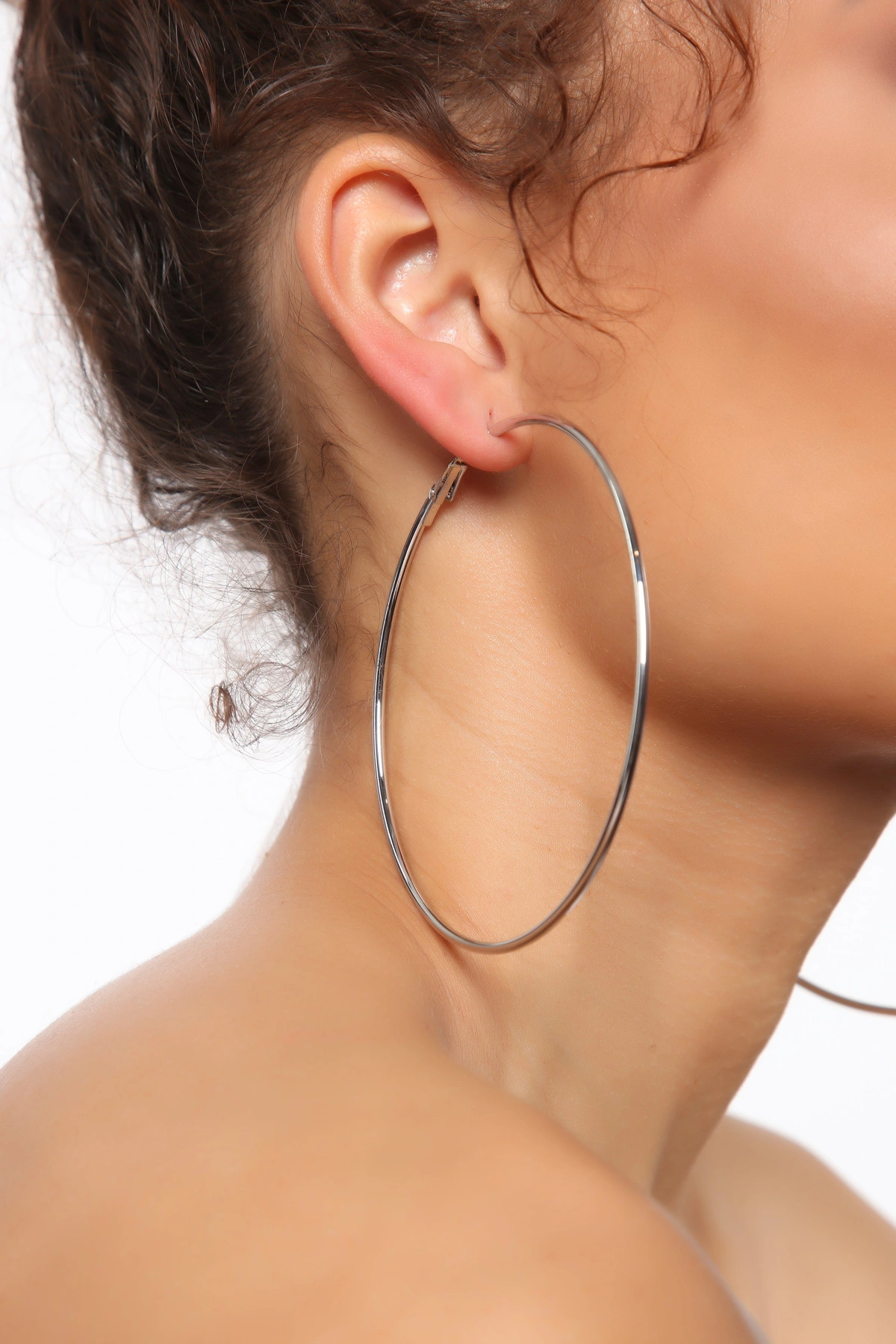 Devan Hoop Earrings - Silver — Prateado
