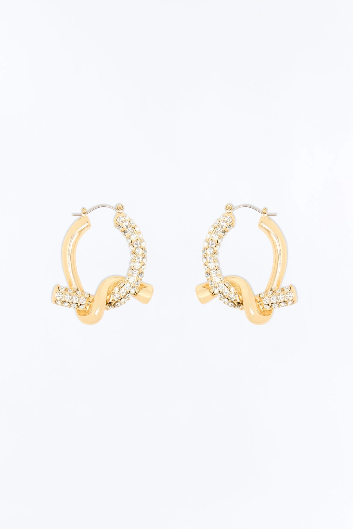 Unravel Rhinestone Hoop Earrings - Gold — Dourado
