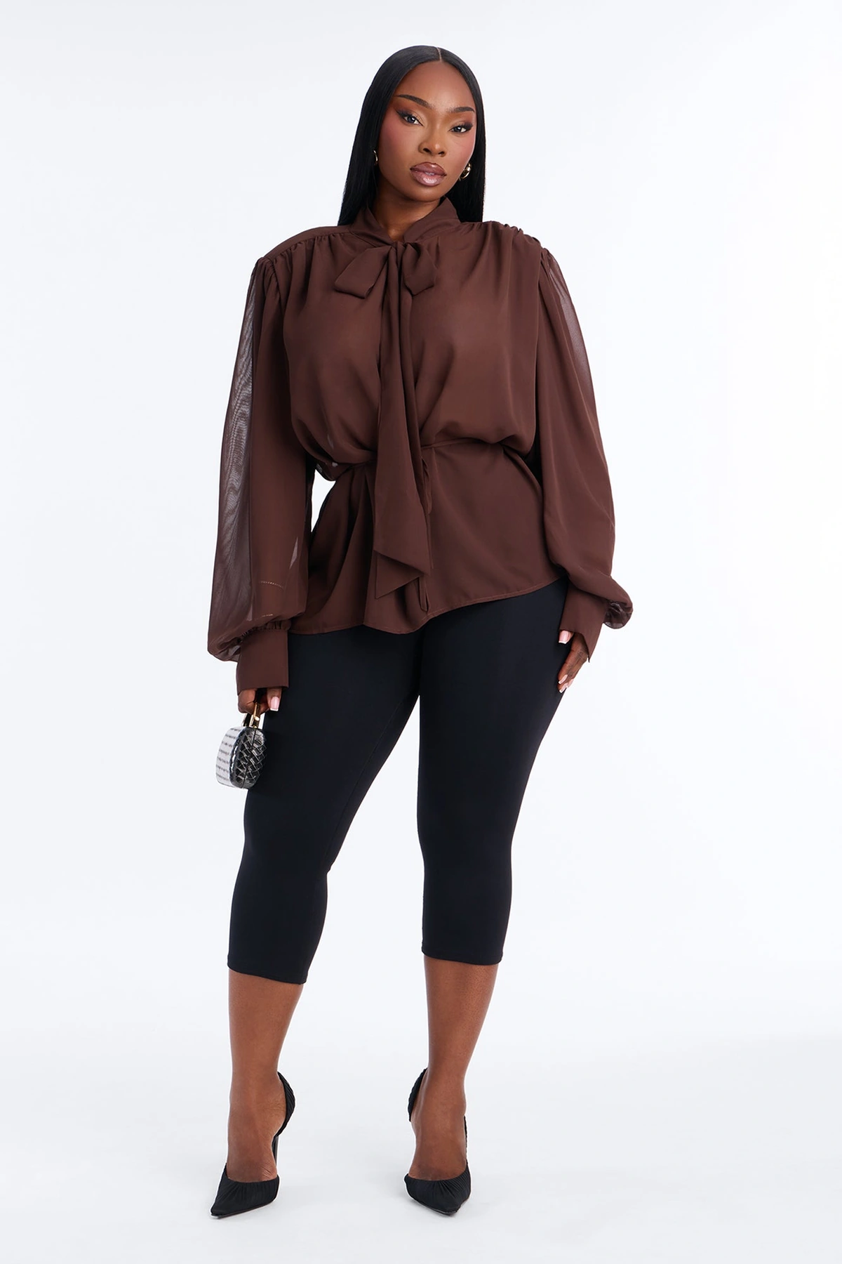 Soft Intentions Chiffon Blouse - Chocolate — Chocolate