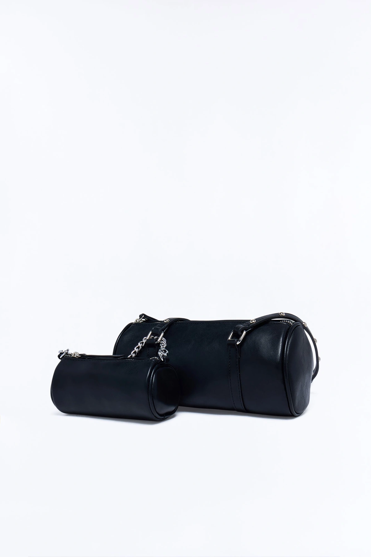 Plus One Faux Leather 2 Piece Shoulder Handbag Set - Black — Preto