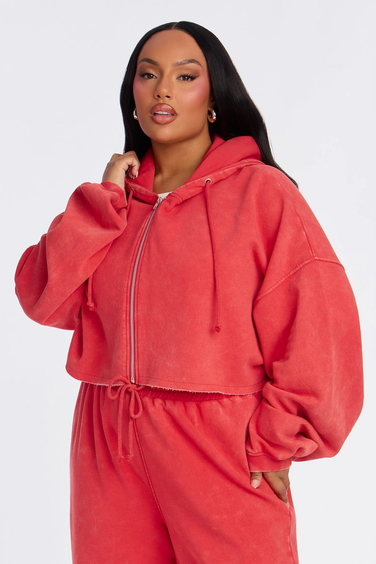 On The Go Fleece Pant Set - Red — Vermelho