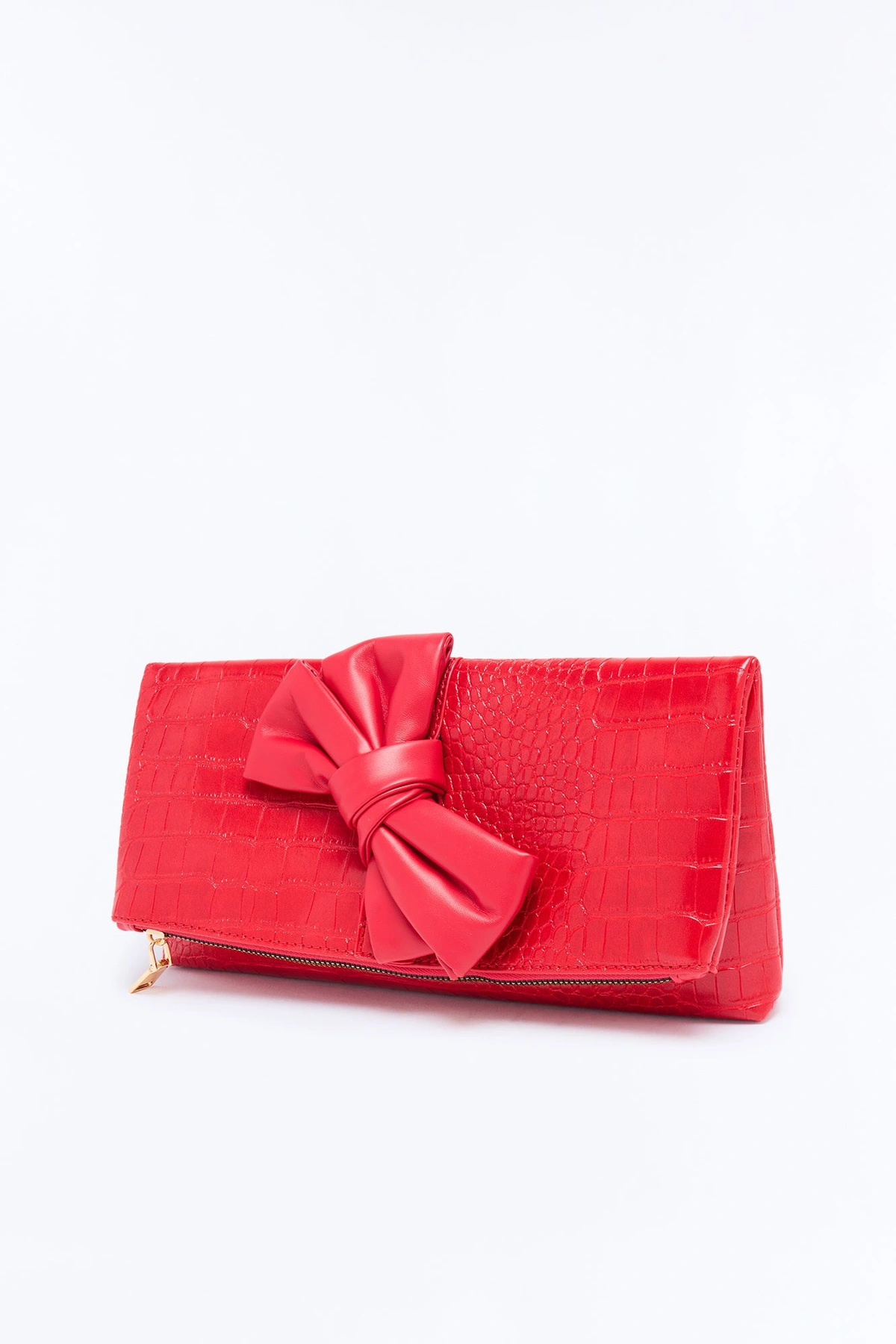 Soft Drama Faux Leather Clutch Handbag - Red — Vermelho