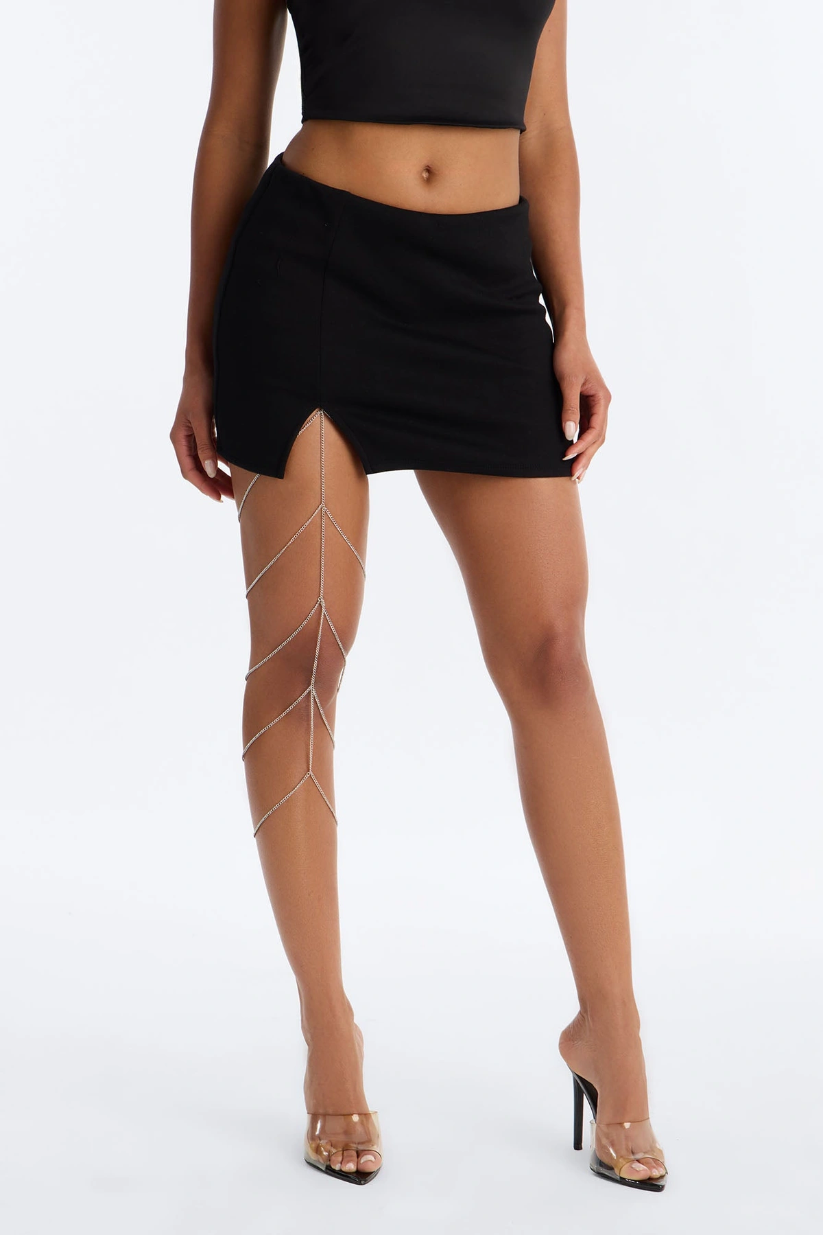 Night Wave Thigh Chain - Silver — Prateado