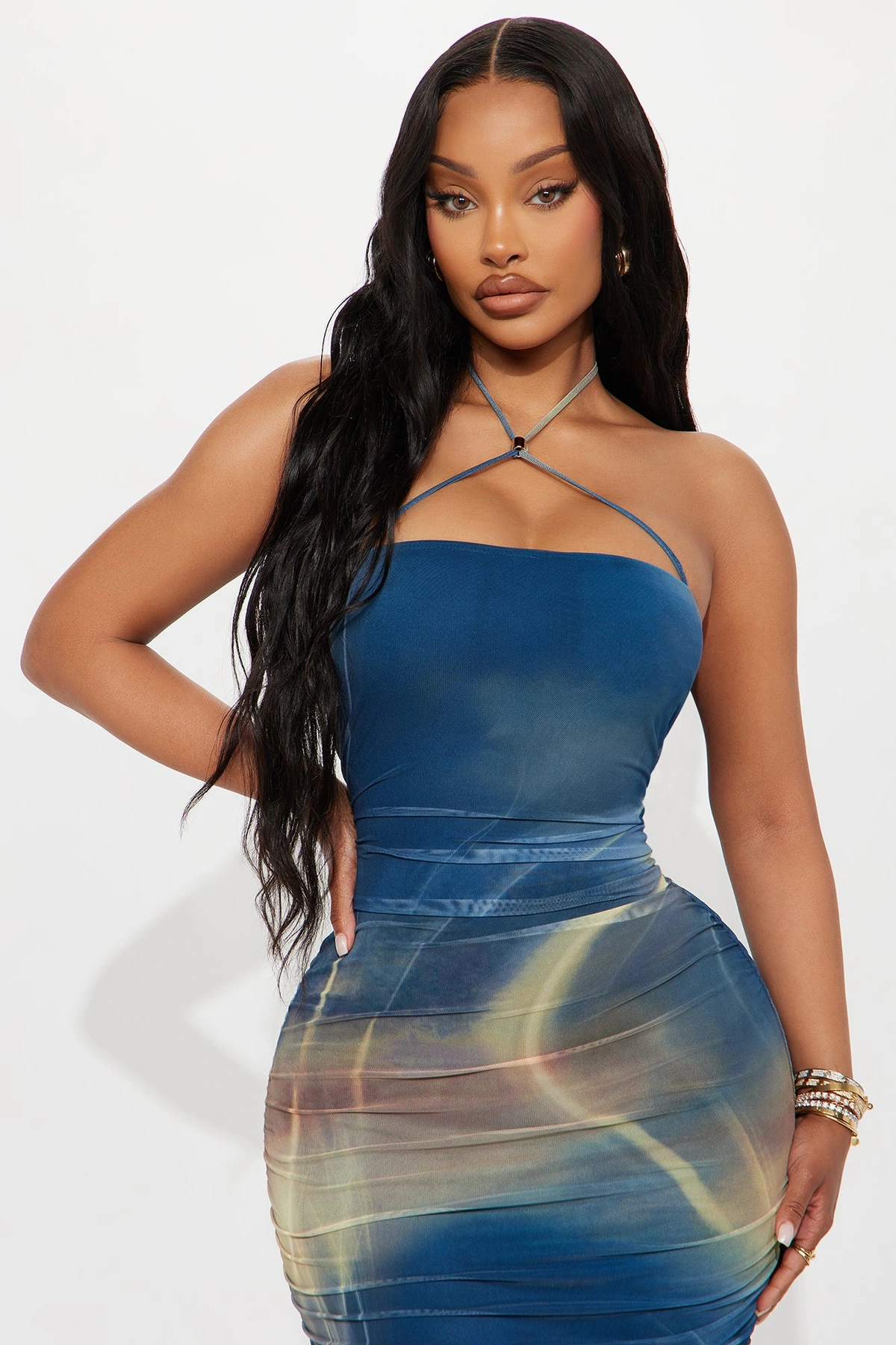 Kennedy Halter Maxi Dress - Blue/combo — Azul/combinação