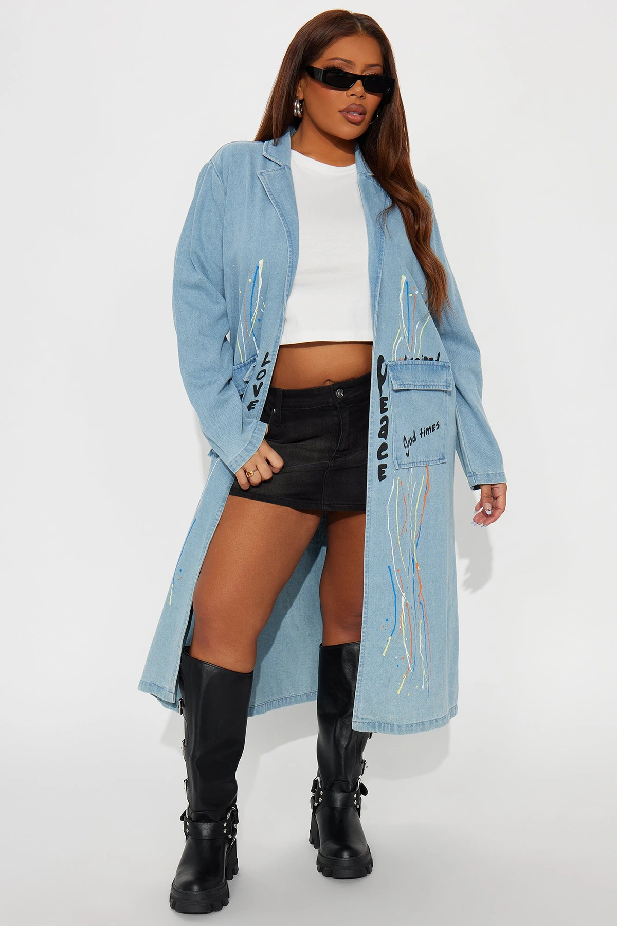 Be Inspired Denim Trench - Light Blue Wash — claro Azul lavagem