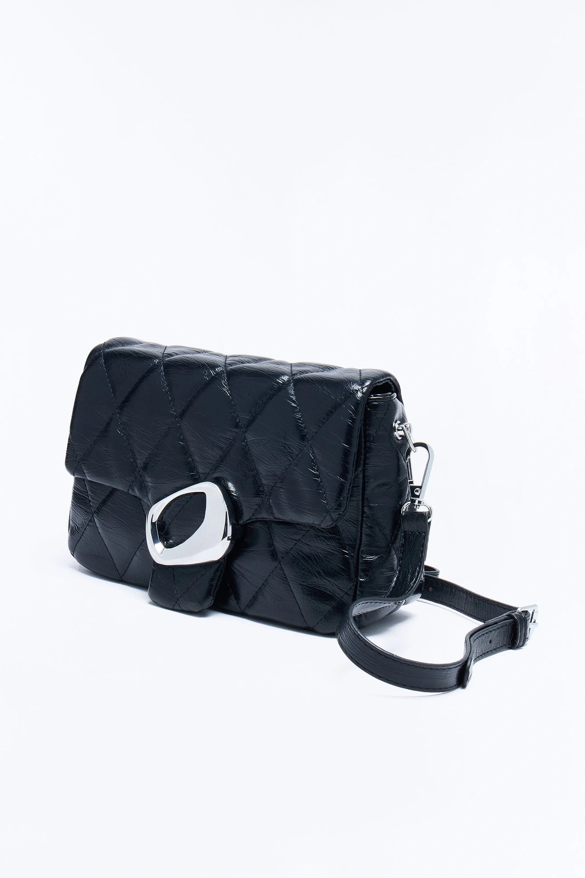 Thread Lightly Faux Leather Shoulder Handbag - Black — Preto