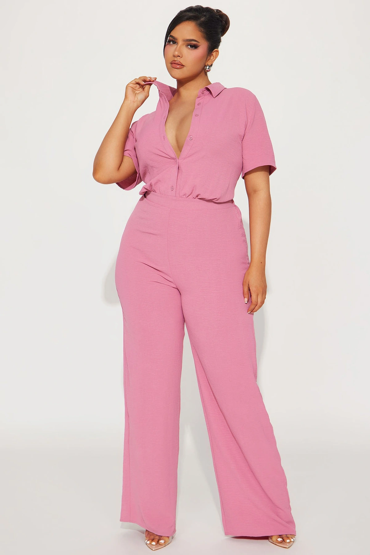 Makenzie Short Sleeve Jumpsuit - Mauve — Malva