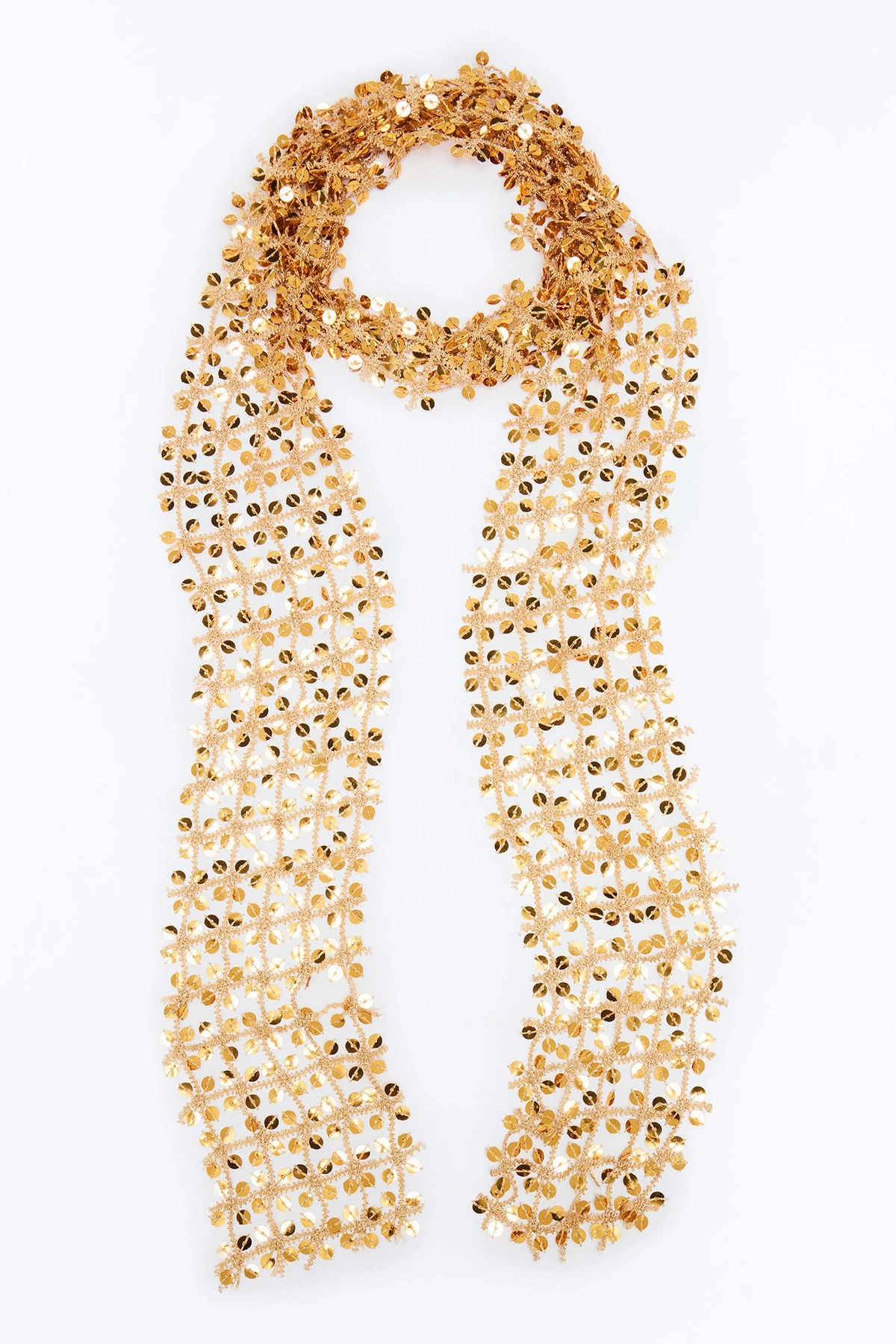 Flashing Lights Skinny Sequin Scarf - Gold — Dourado