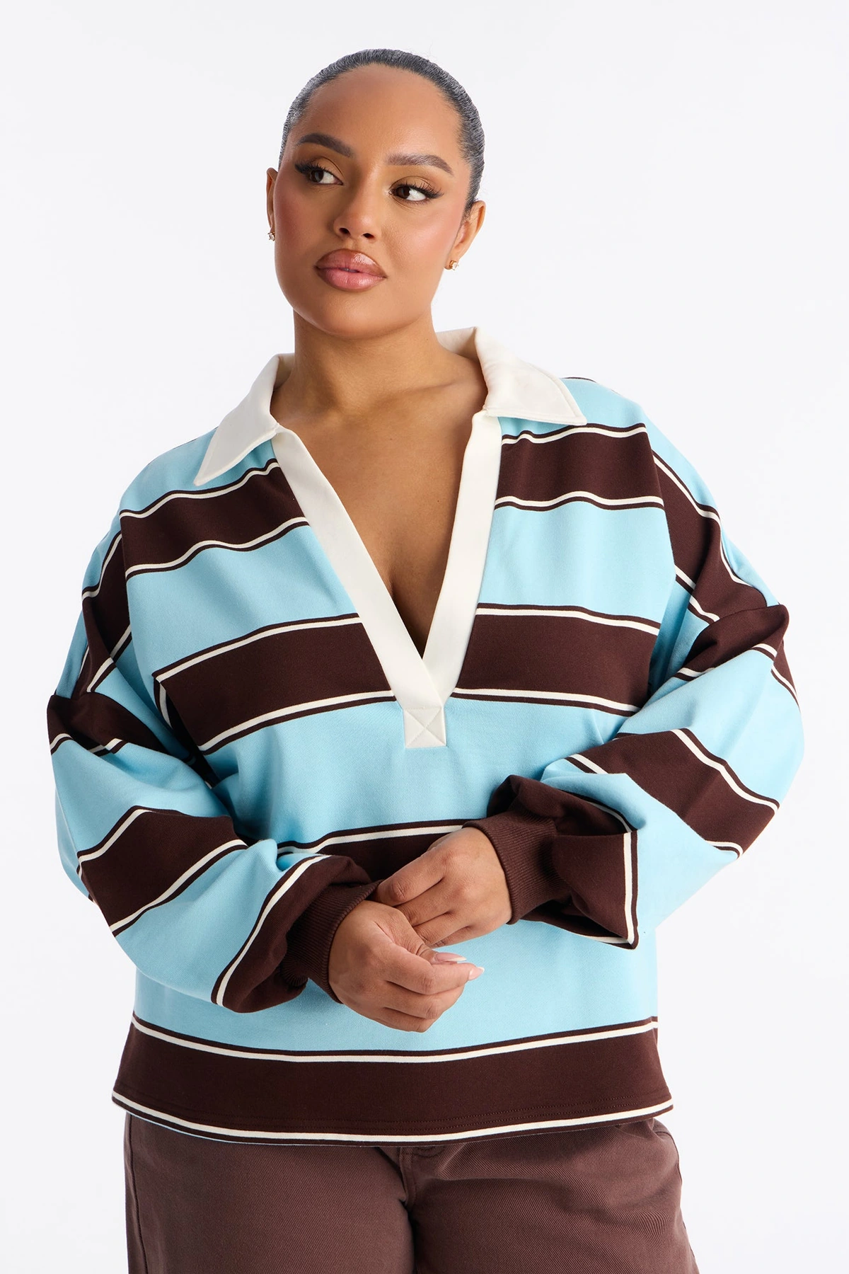 Emerson Long Sleeve Polo Top - Blue/combo — Azul/combinação