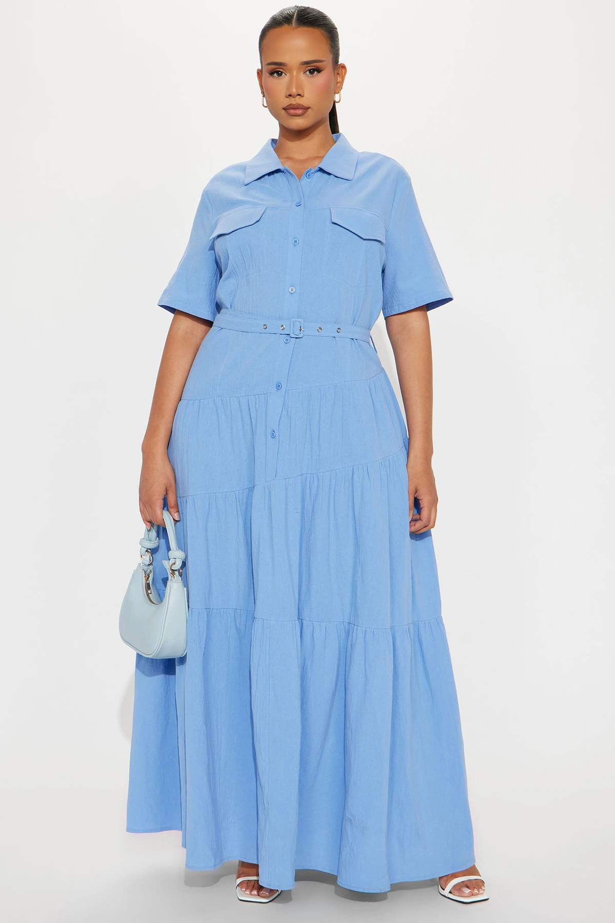 Julia Maxi Shirt Dress - Blue — Azul