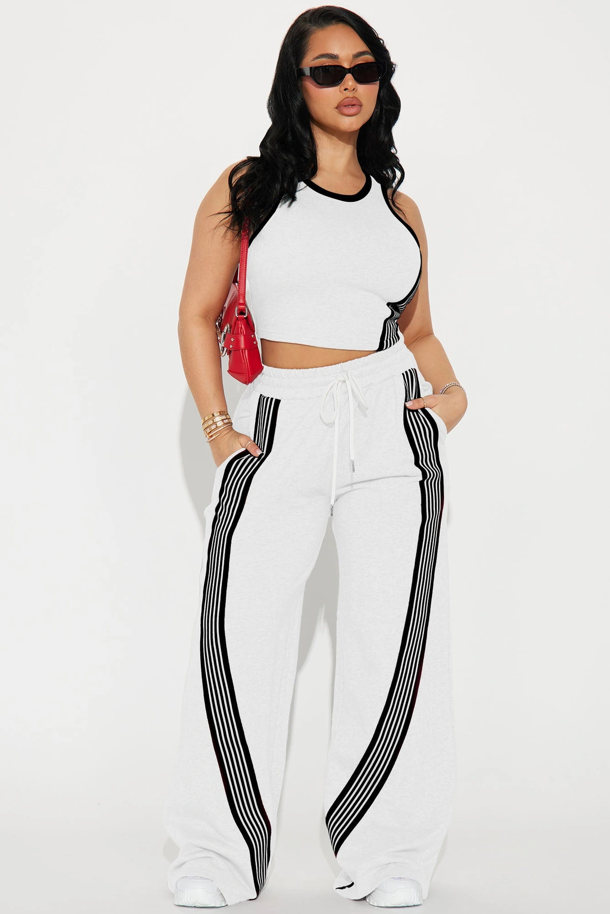 Varsity Babe Pant Set - White — Branco