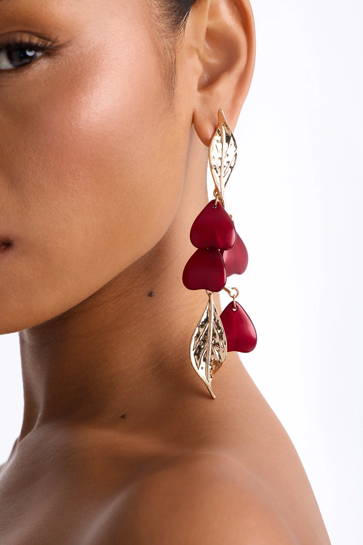 Golden Meadow Drop Earrings - Burgundy/combo — Bordô/combinação
