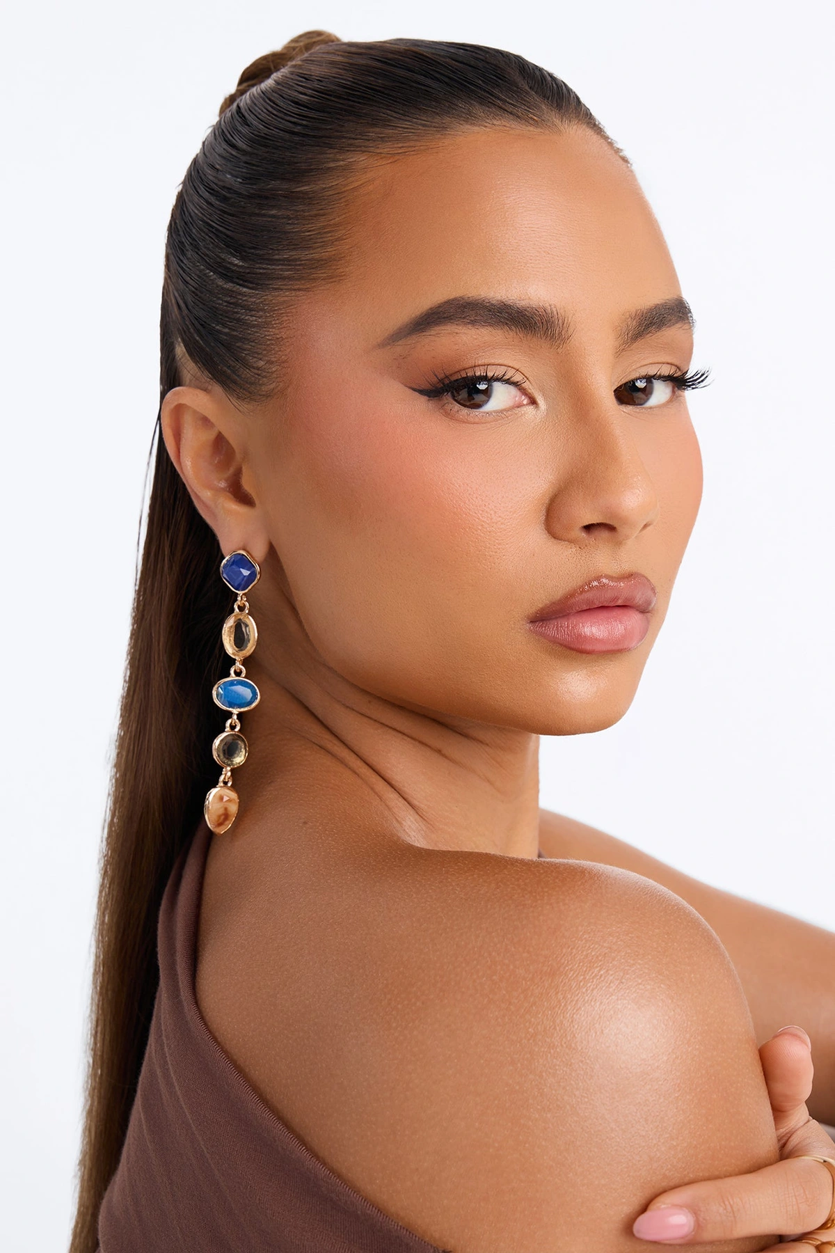 Marina Linear Earrings - Blue/combo — Azul/combinação