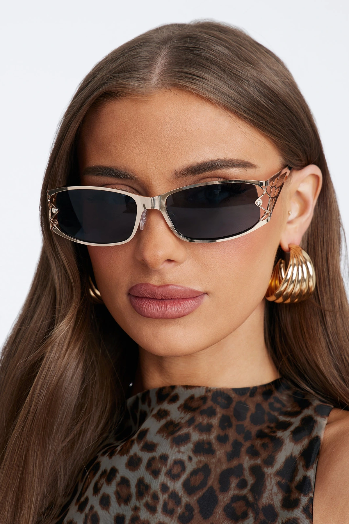 Matrix Baddie Square Sunglasses - Gold/Black — Dourado/Preto