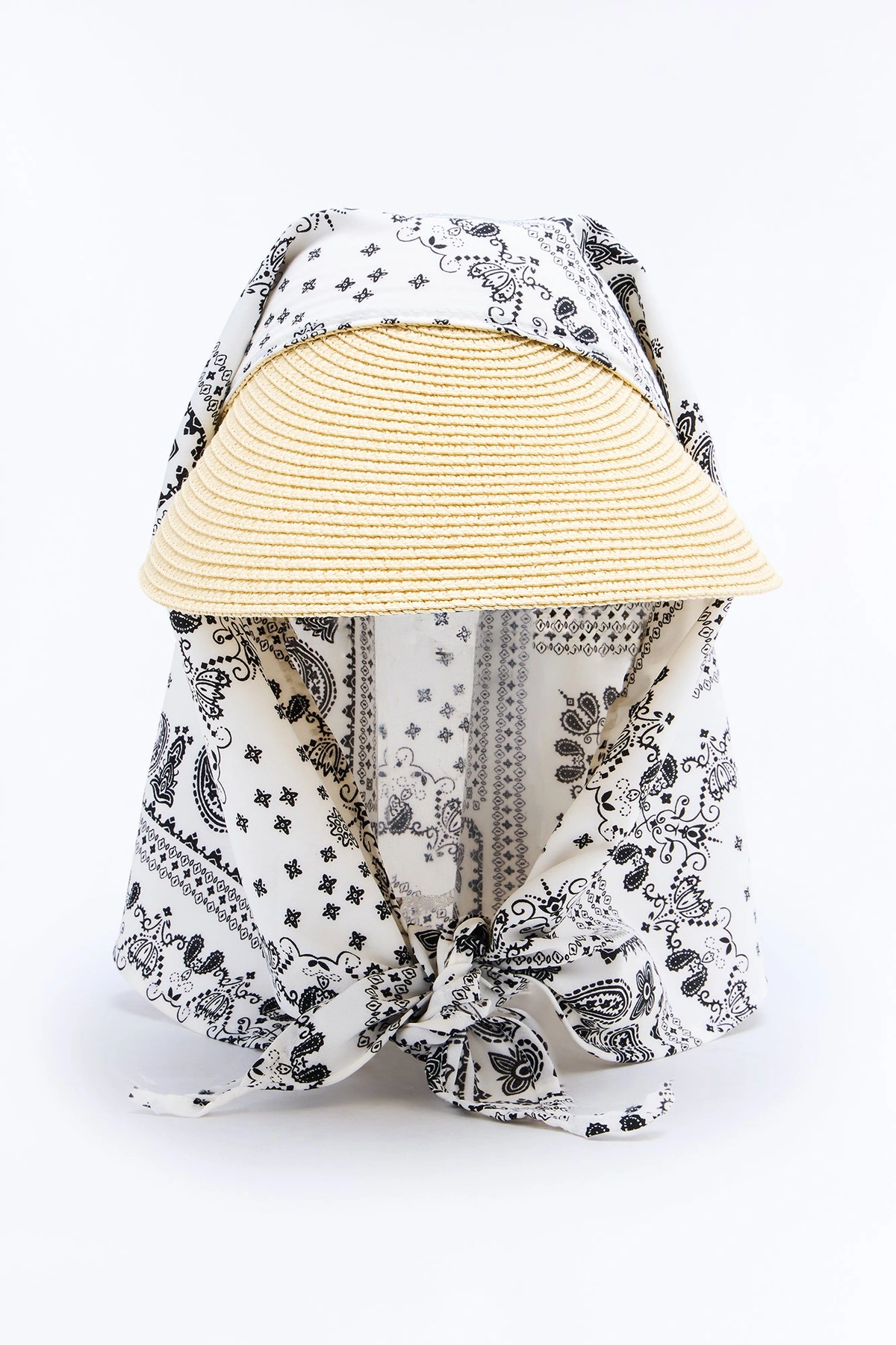 Gran Torino Straw Visor And Head Wrap - White/combo — Branco/combinação