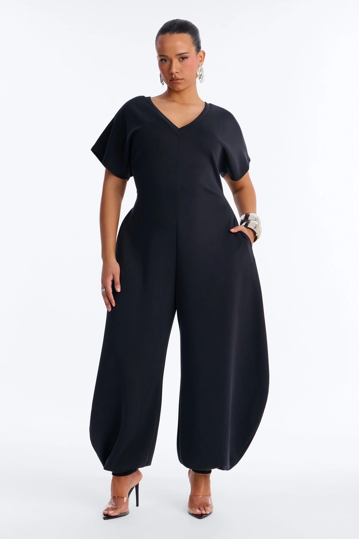 Let's Relax Barrel Wide Leg Jumpsuit - Black — Preto