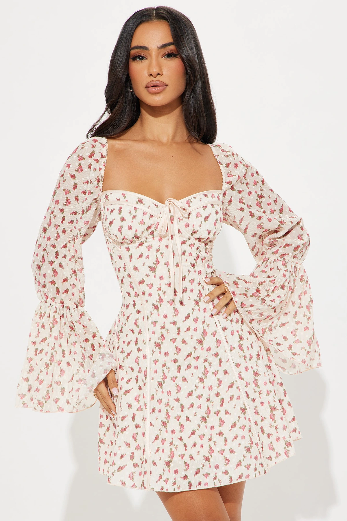 Soft Spoken Floral Mini Dress - Blush — Blush