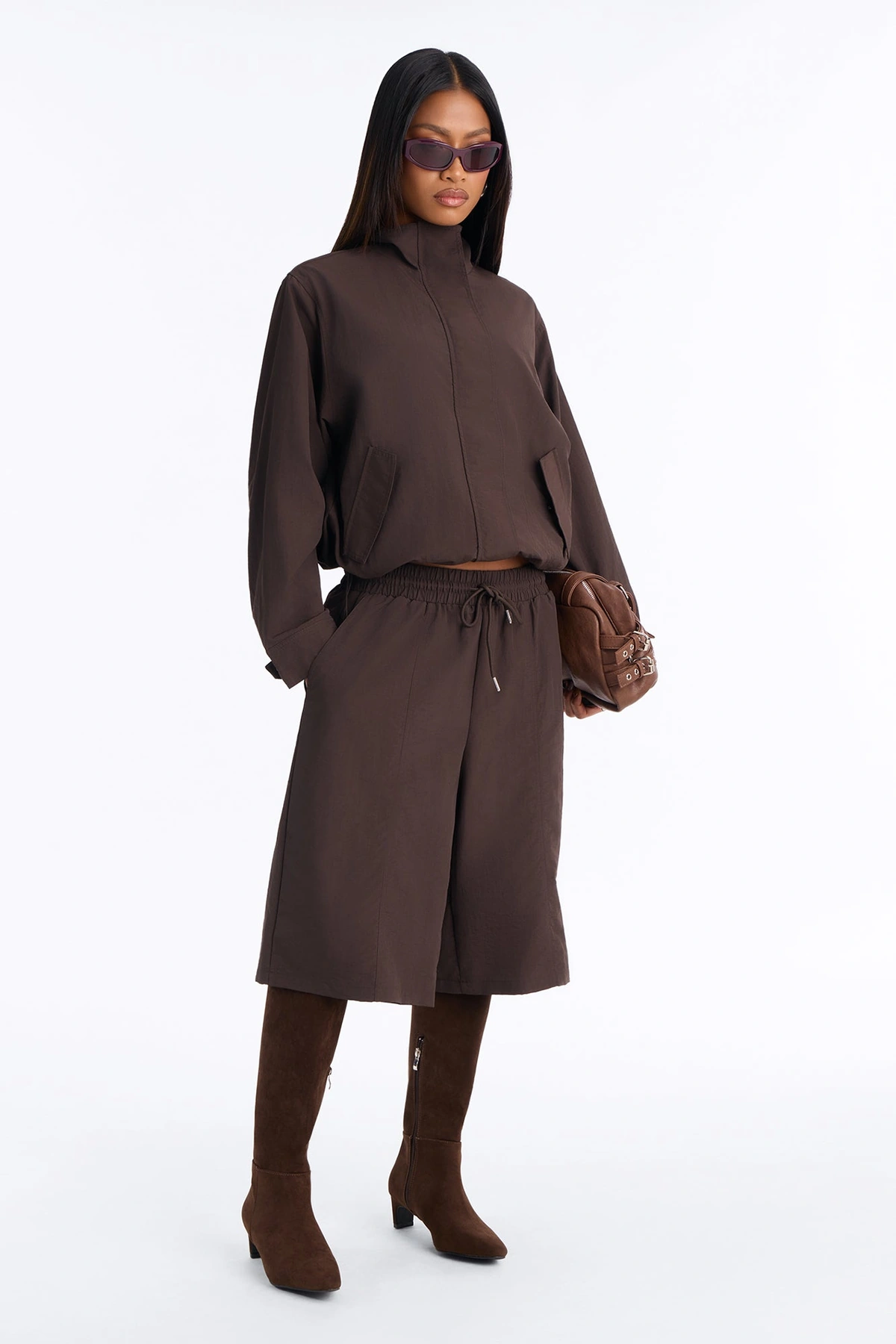Amalie Windbreaker Jort Set - Chocolate — Chocolate