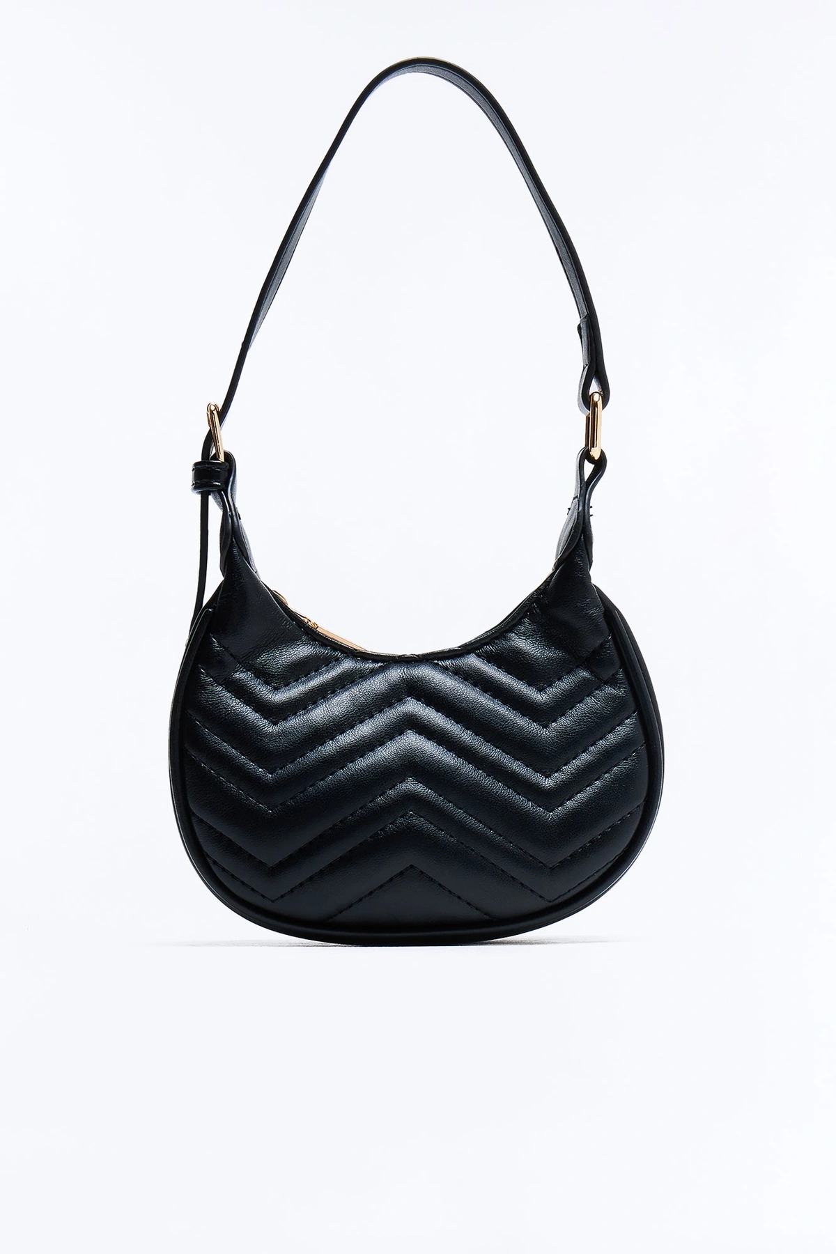 Quilted Out Mini Faux Leather Shoulder Handbag - Black — Preto