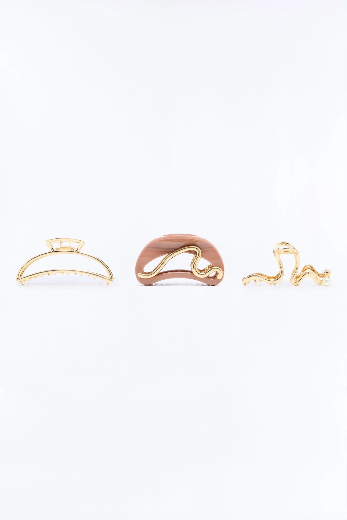 Waves On Hot Sand 3 Piece Claw Clip Set - Gold/combo — Dourado/combinação