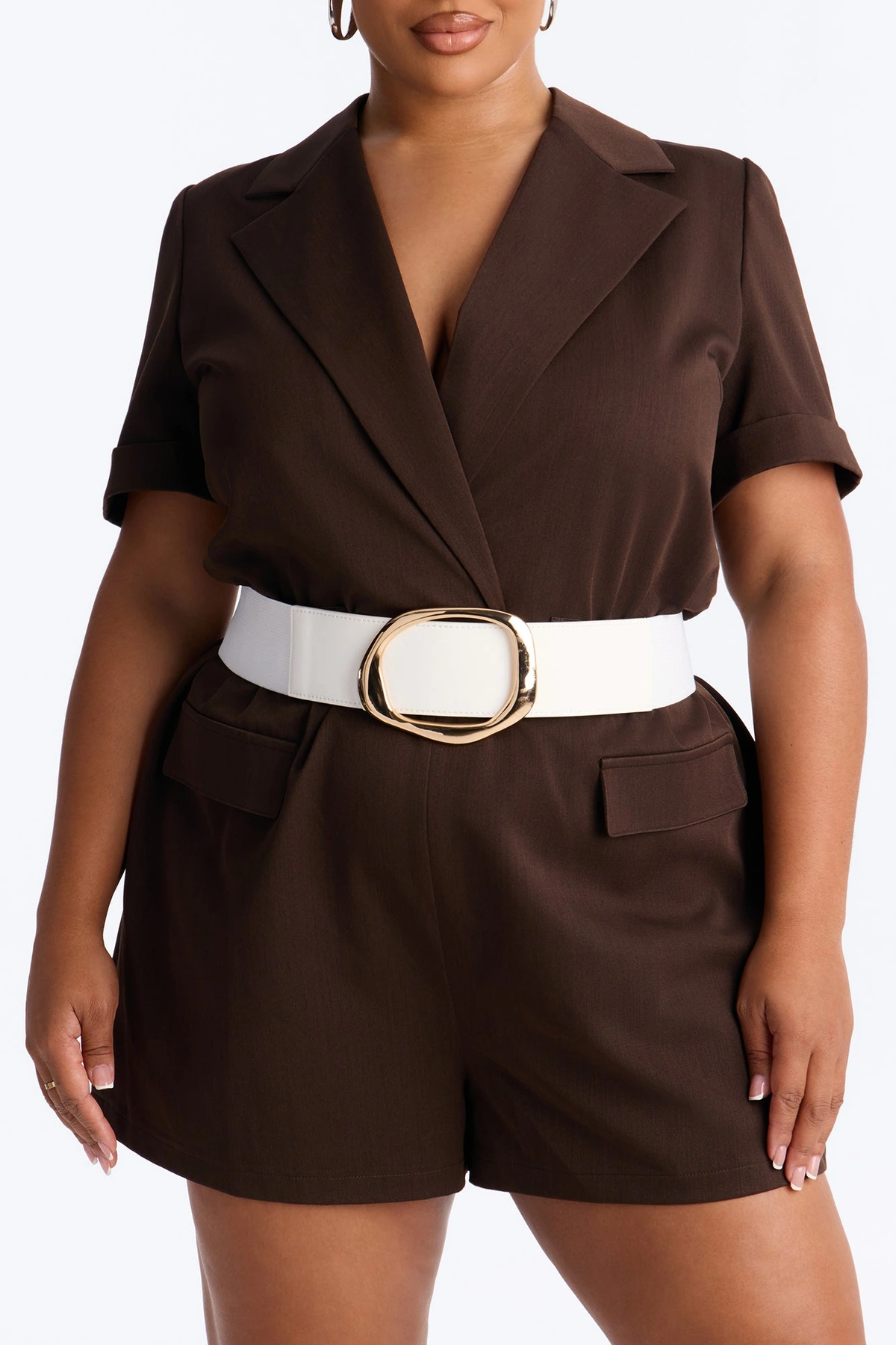 No Circling Back Wide Elastic Belt - Ivory — Marfim