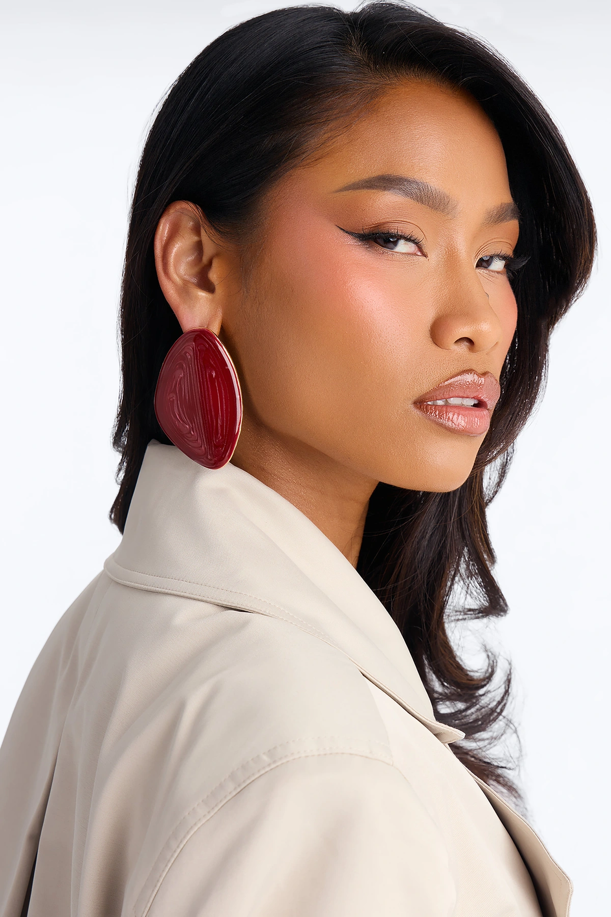 Gem Drop Earrings - Burgundy — Bordô