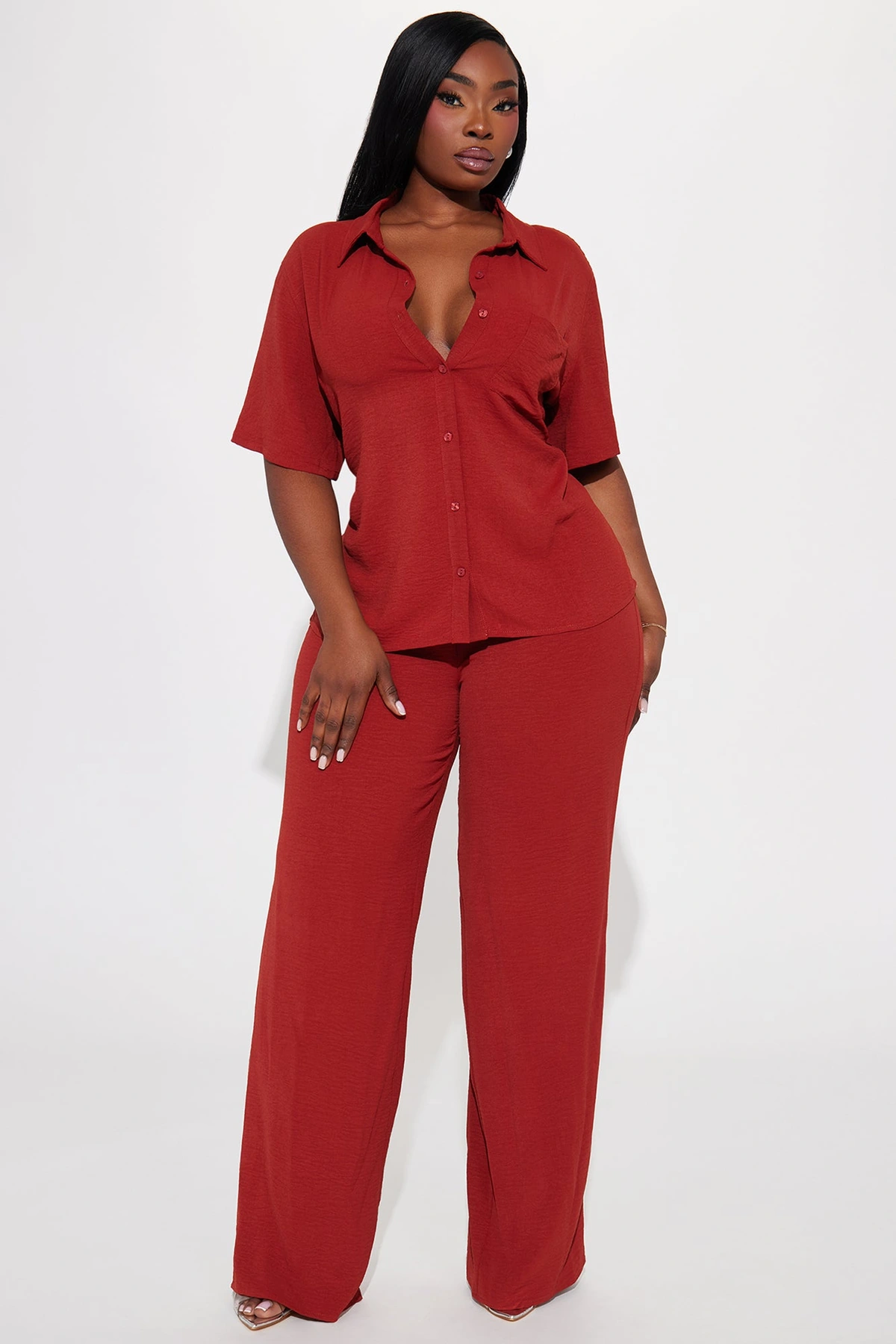 Makenzie Short Sleeve Pant Set - Rust — Ferrugem